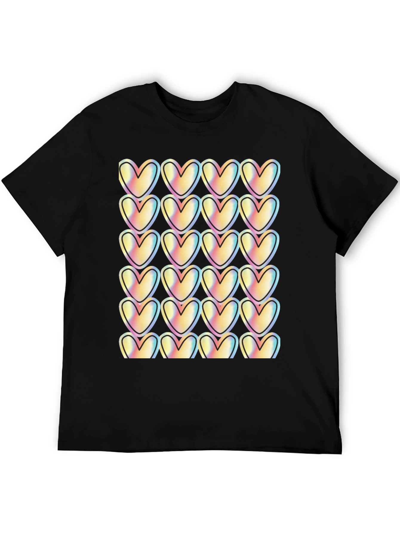 Black Heart Pattern T-Shirt - Trendy Casual Wear view 5