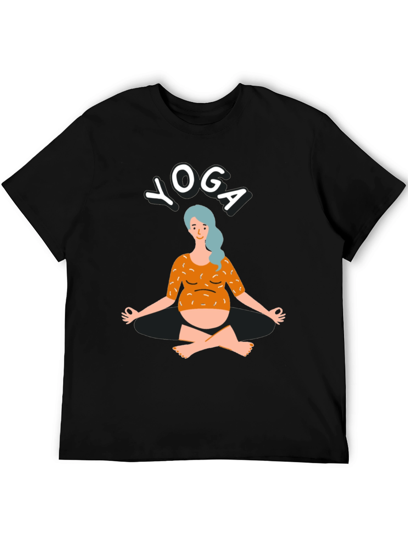 Black Yoga T-Shirt - Pregnant Woman Design view 5