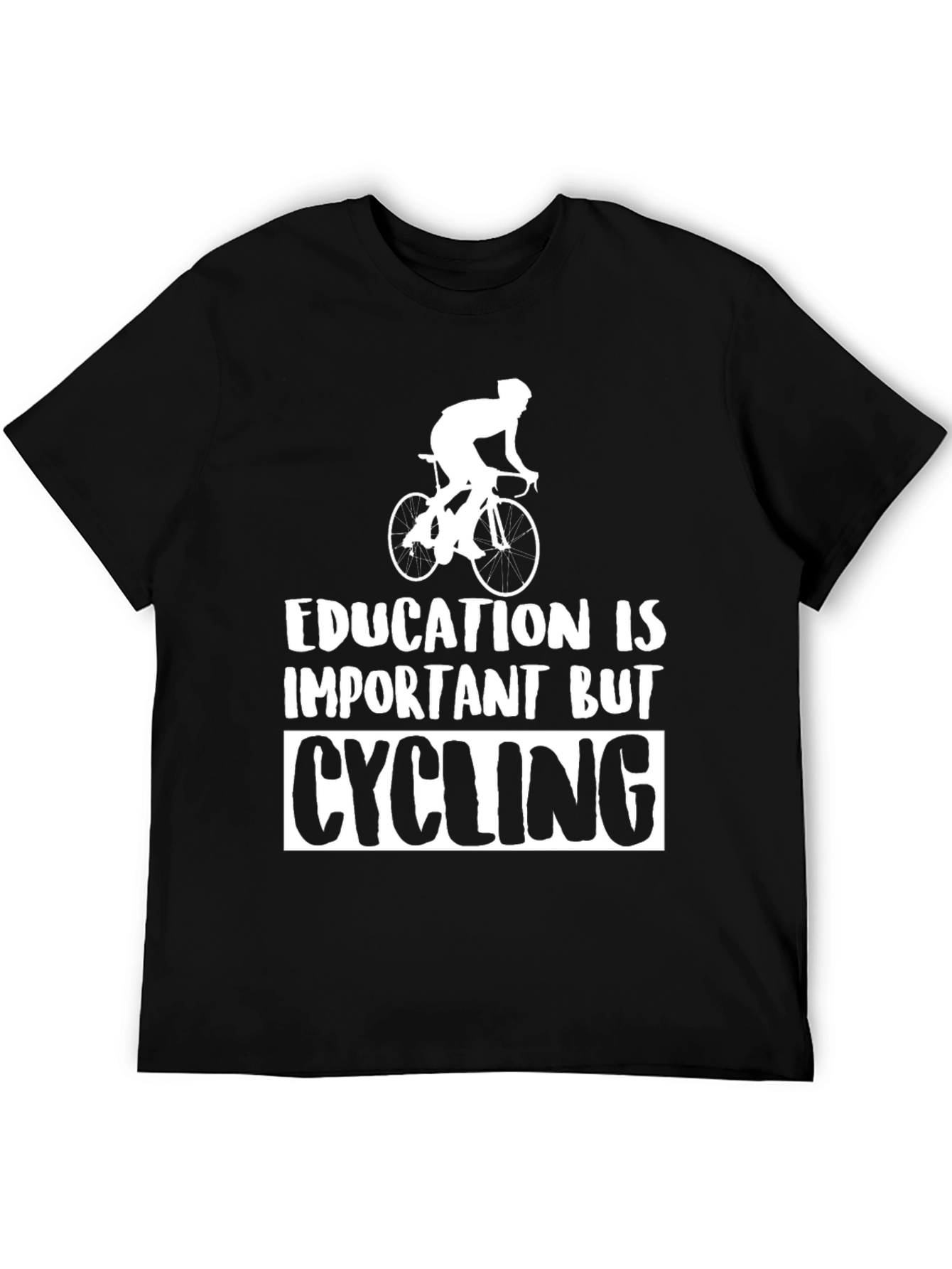 Black Cycling T-Shirt: Education is Important, But Cycling view 5