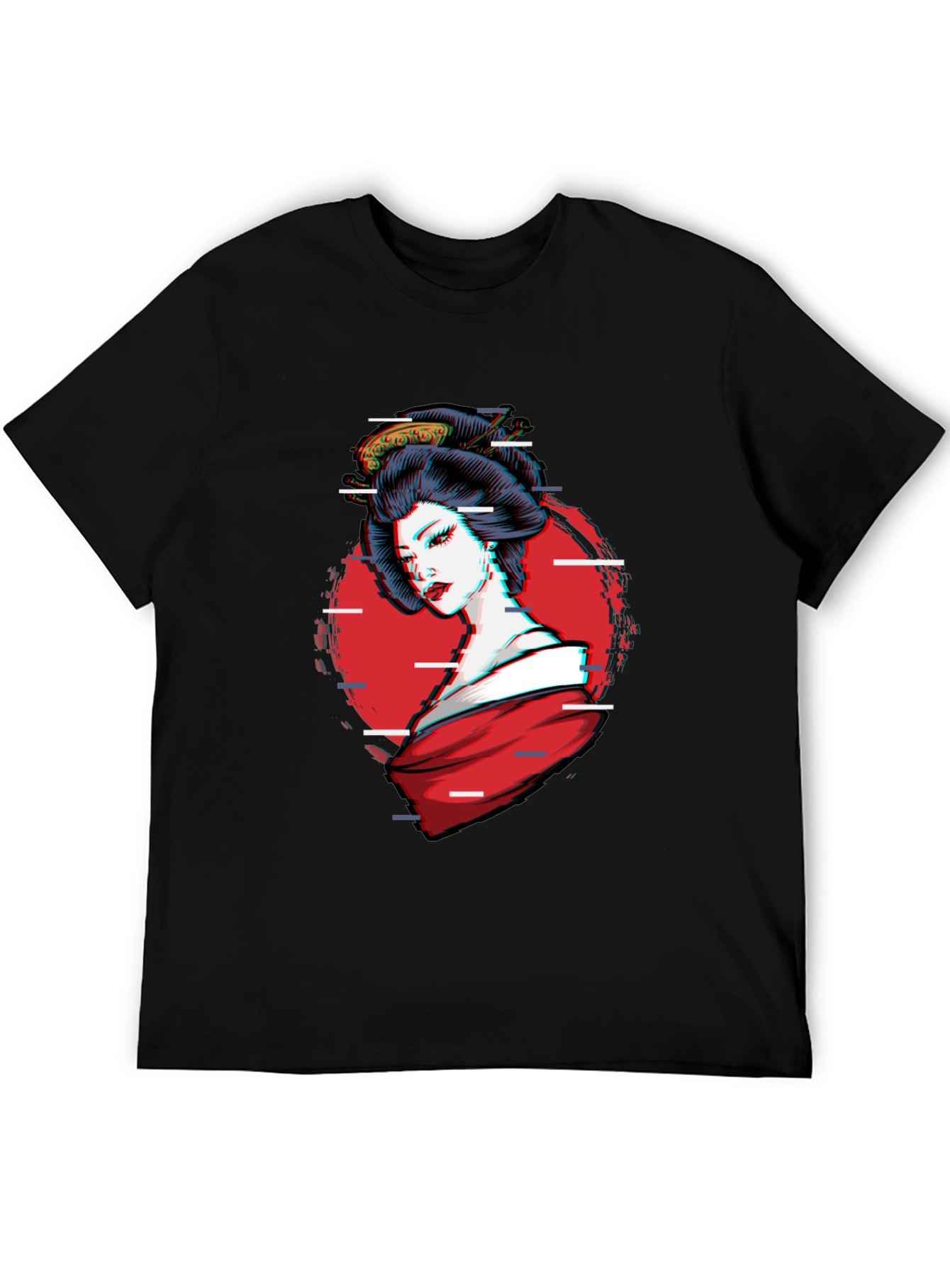 Black Geisha Glitch T-Shirt - Stylish Graphic Tee view 5