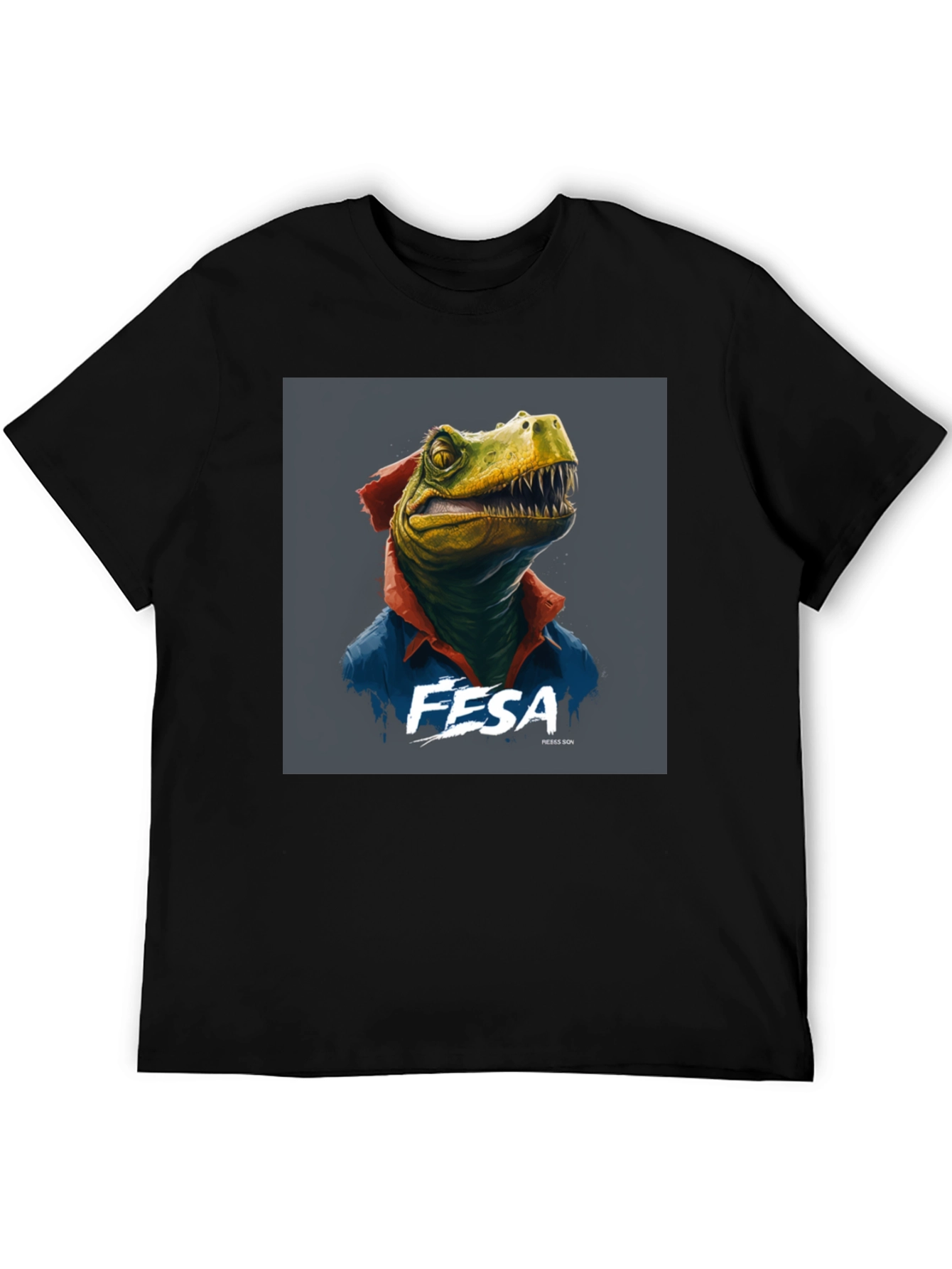 Black FESA Dinosaur Graphic Black T-Shirt view 5