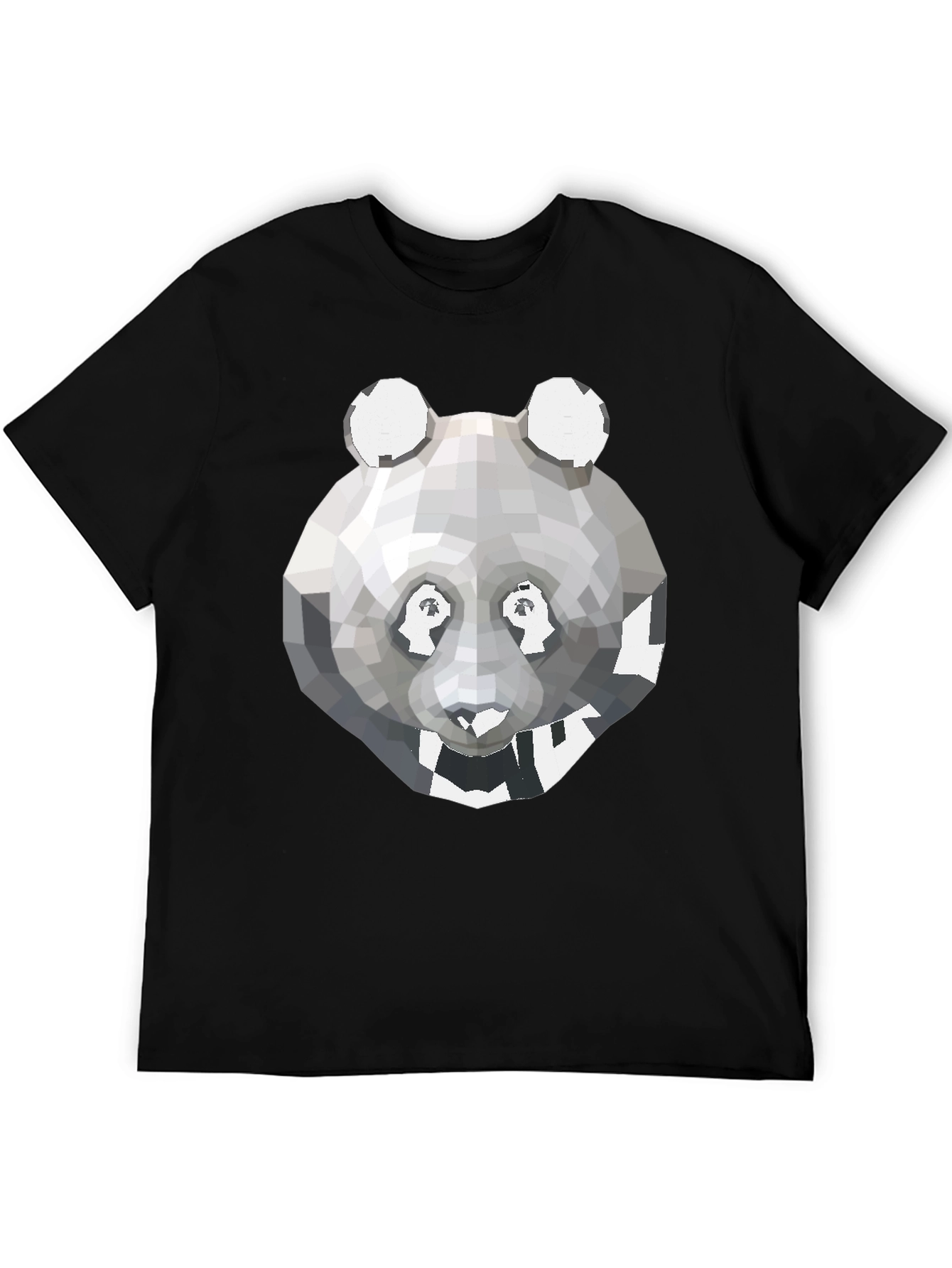 Black Geometric Panda Graphic Tee - Modern Men's T-Shirt view 5