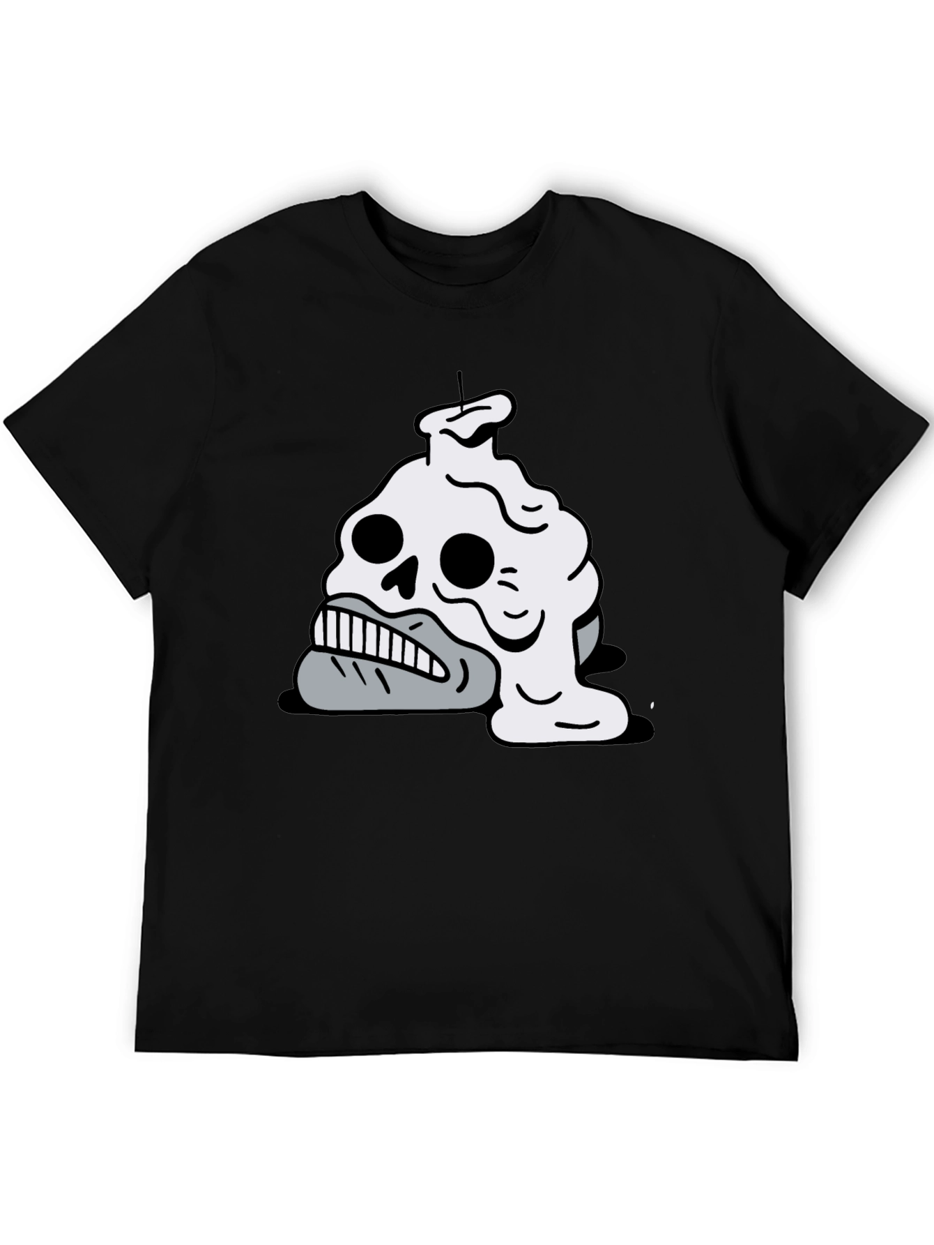 Black Melting Skull Candle Graphic T-Shirt view 5