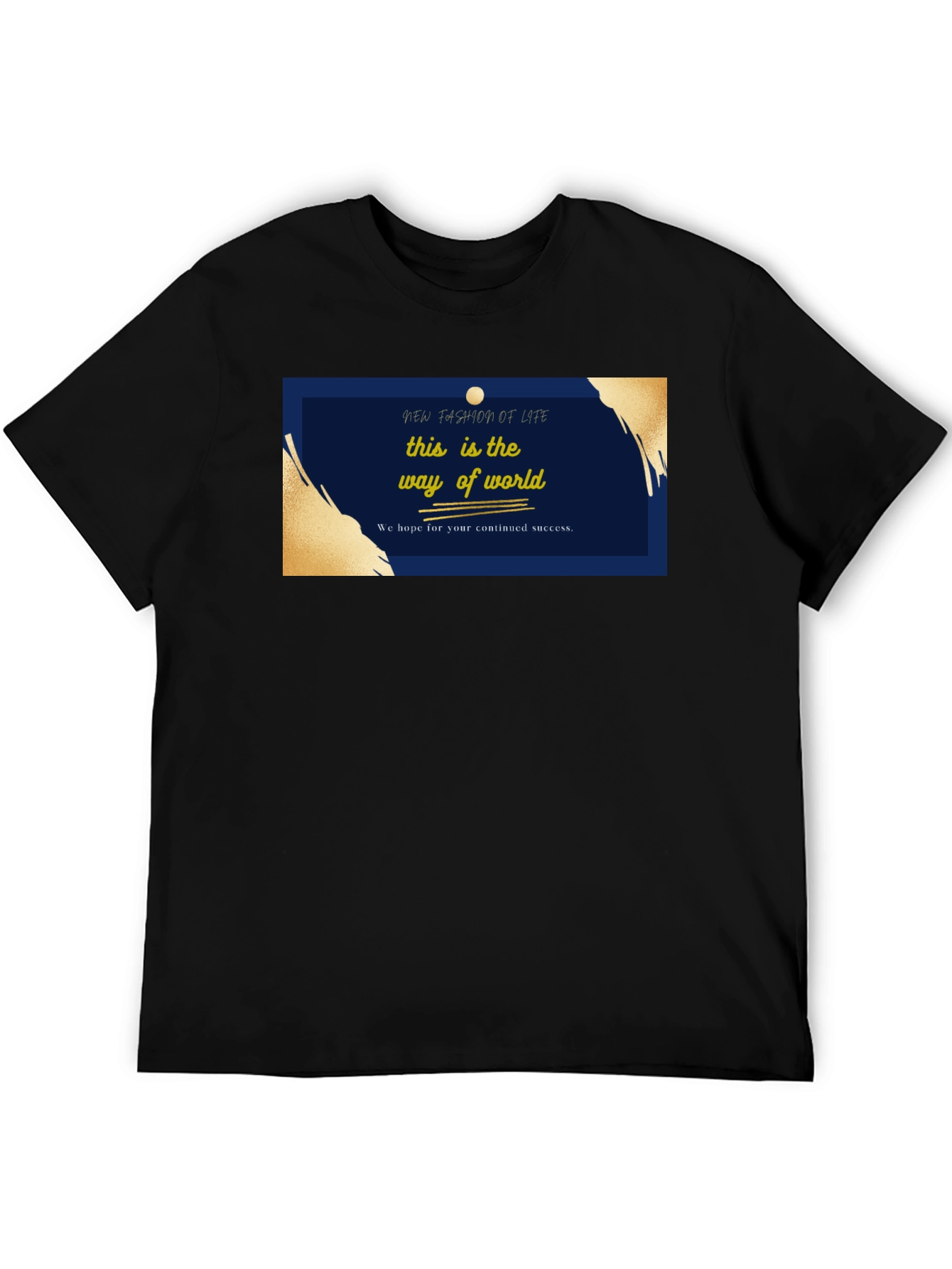 Black Stylish Black T-Shirt with 'New Fashion of Life' Graphic view 5