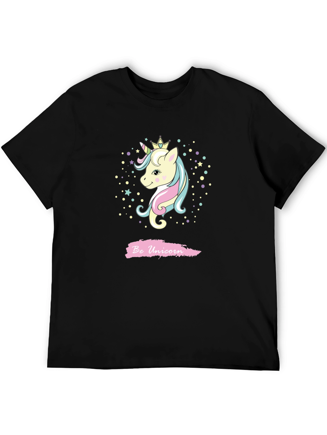 Black Be Unicorn Graphic Black T-Shirt view 5