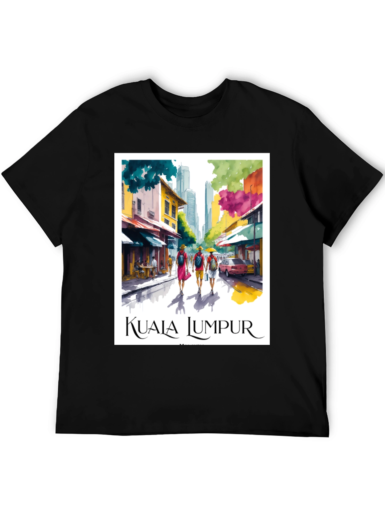Black Kuala Lumpur Travel T-Shirt view 5