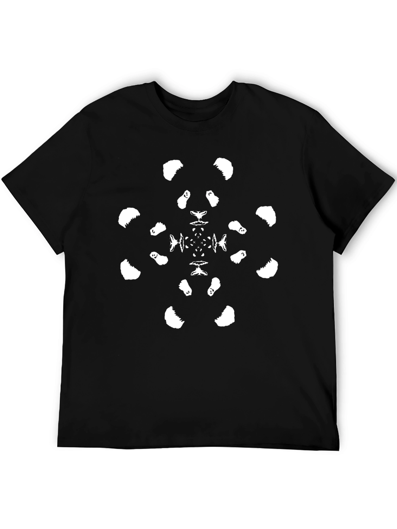 Black Panda Pattern Black T-Shirt view 5