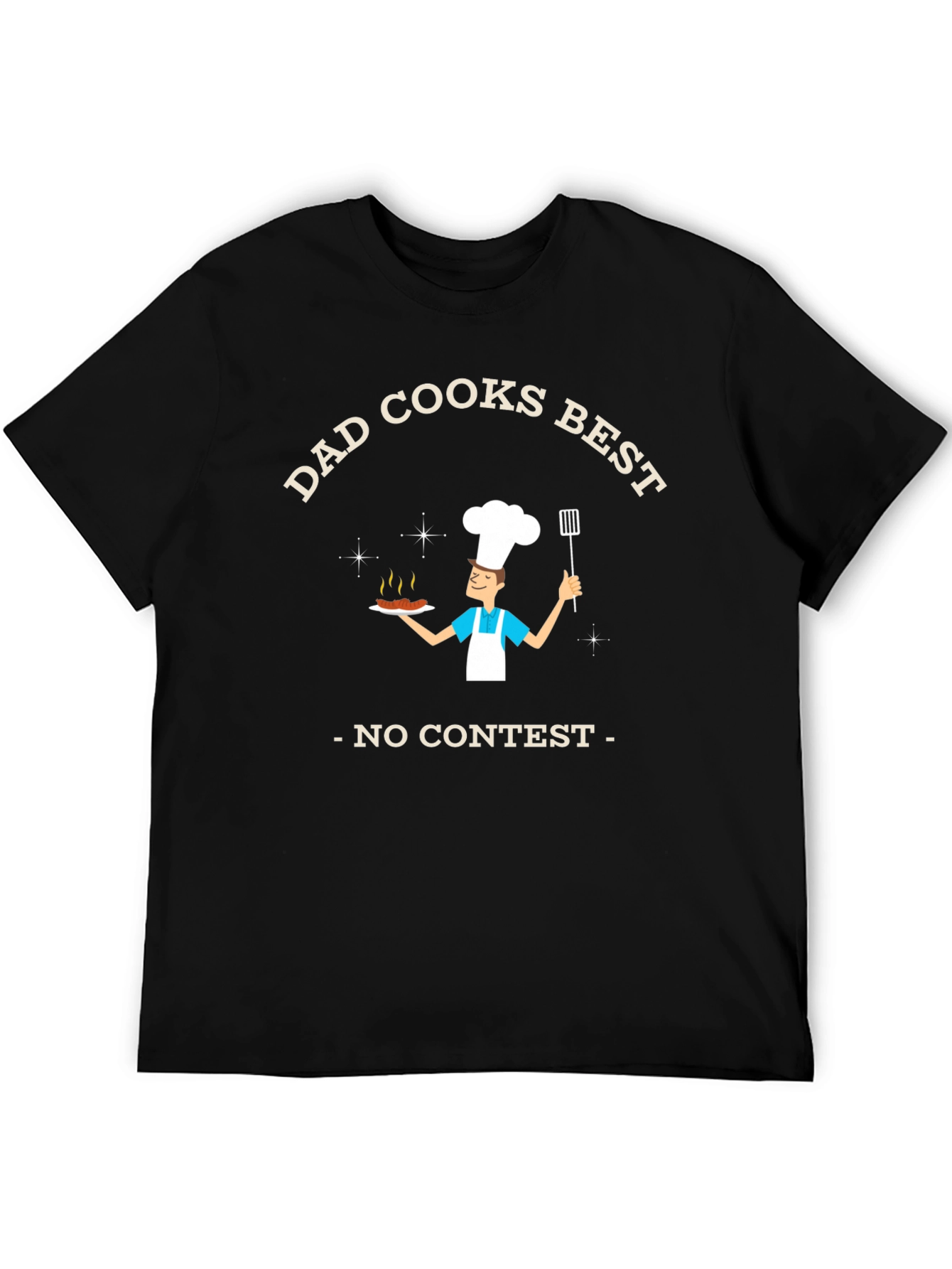 Black Dad Cooks Best T-Shirt - No Contest BBQ Chef Tee view 5