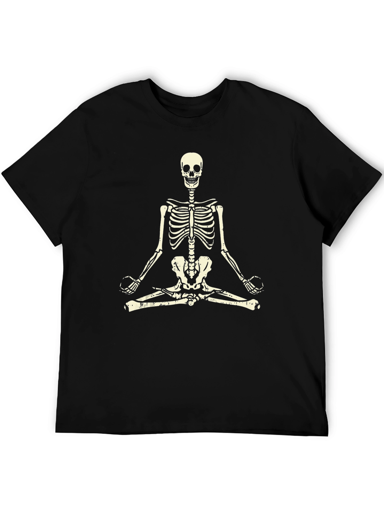 Black Yoga Skeleton T-Shirt - Meditating Skeleton Tee view 5