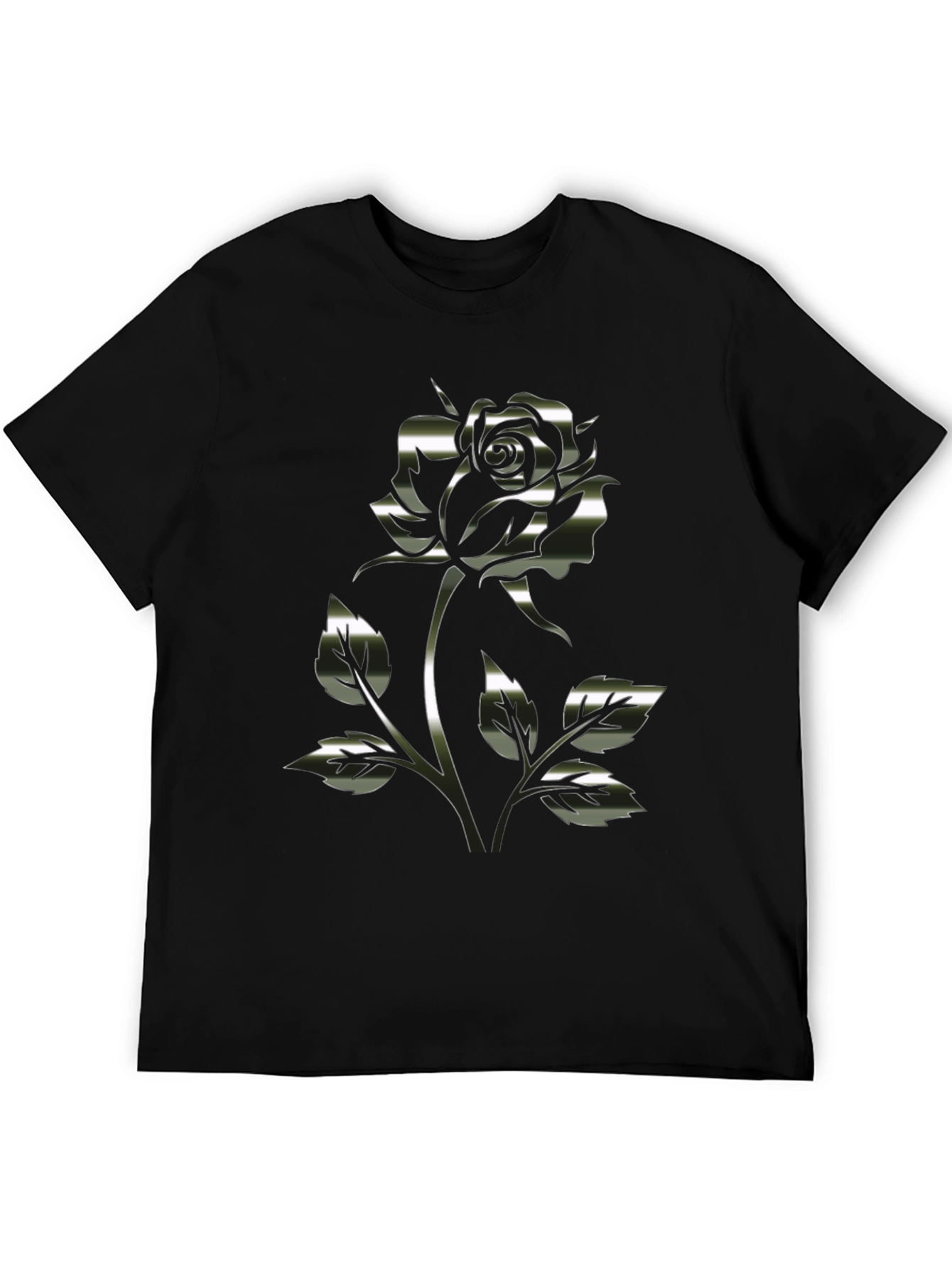 Black Chrome Rose Graphic Black T-Shirt view 5