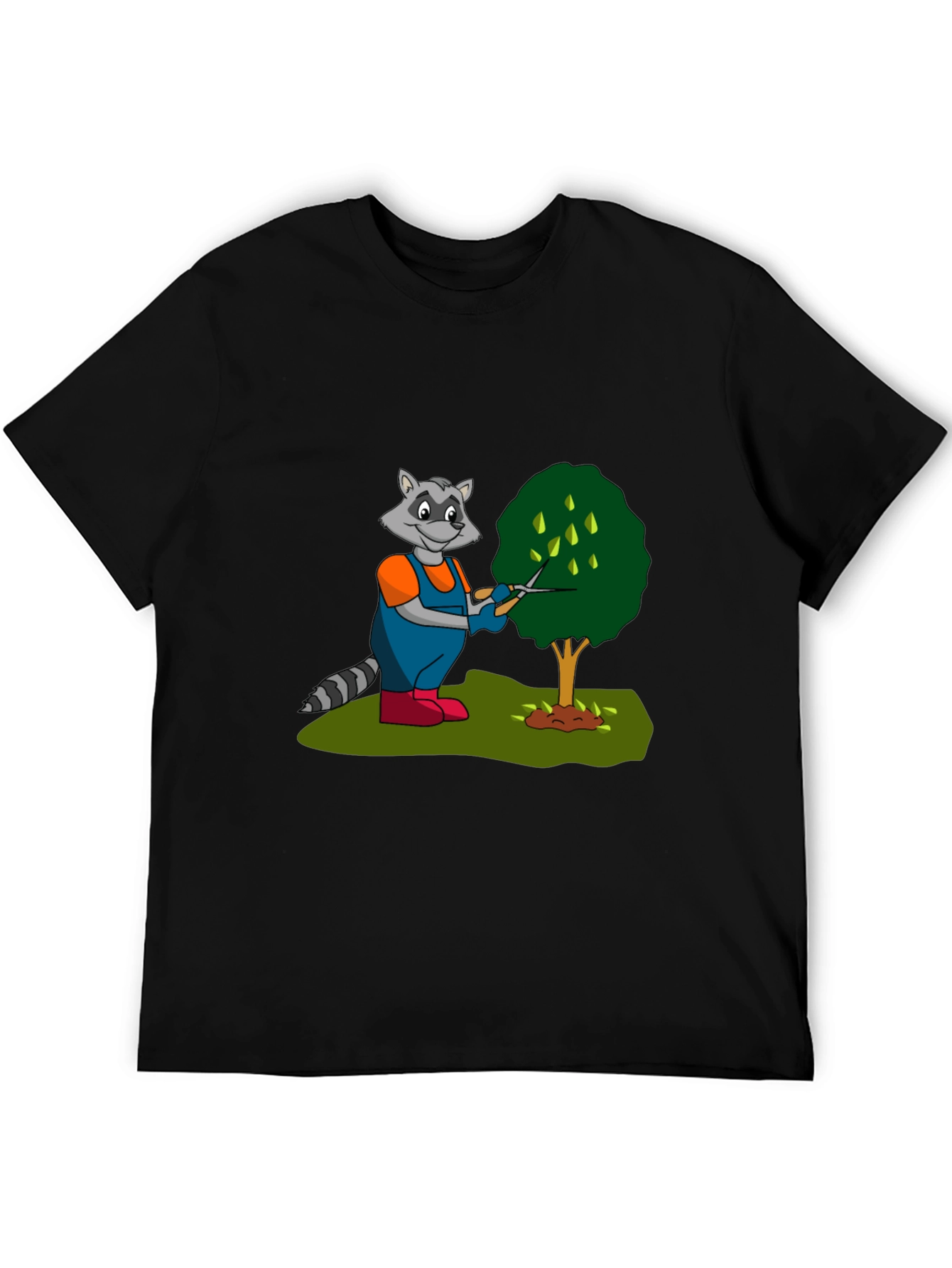 Black Gardening Raccoon Graphic Tee view 5