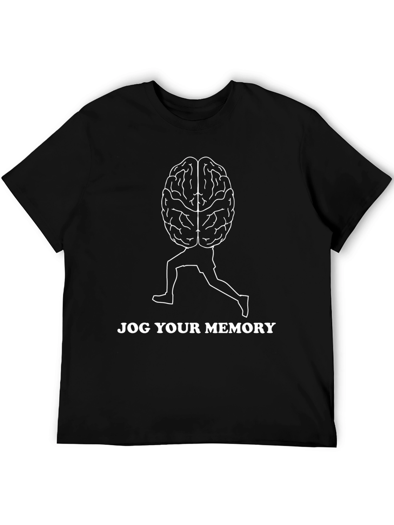 Black Jog Your Memory Brain Graphic Tee - Black Cotton T-Shirt view 5