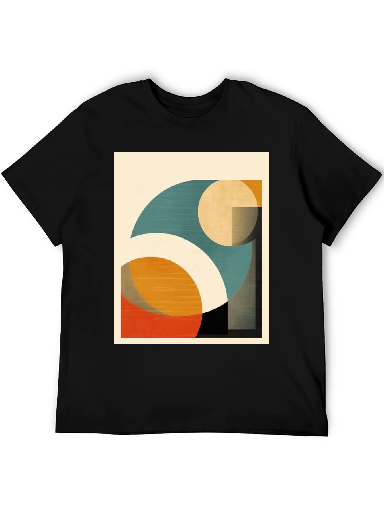 Black Geometric Art T-Shirt: Modern Abstract Design view 5