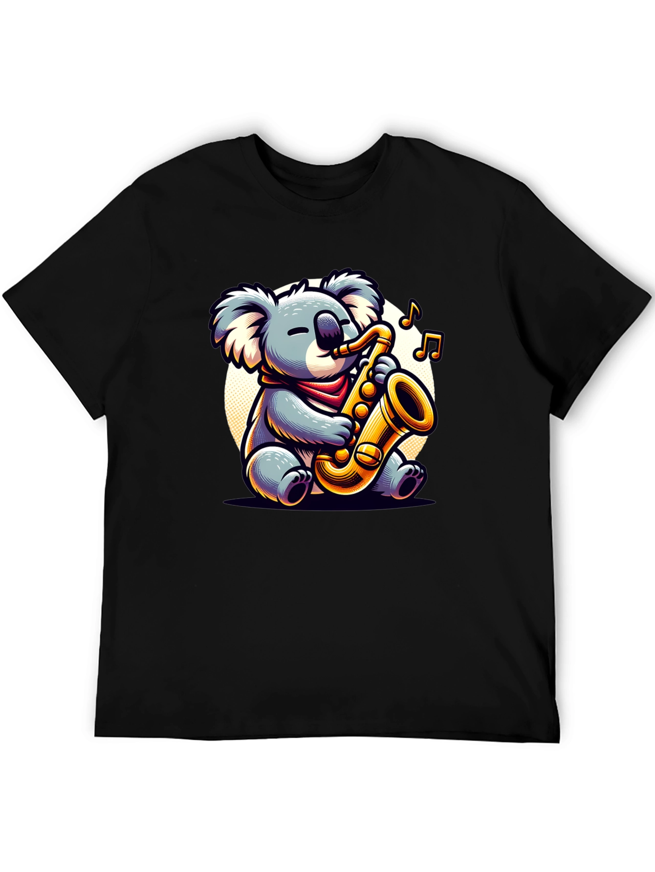 Black Koala Saxophone Player Graphic Tee view 5