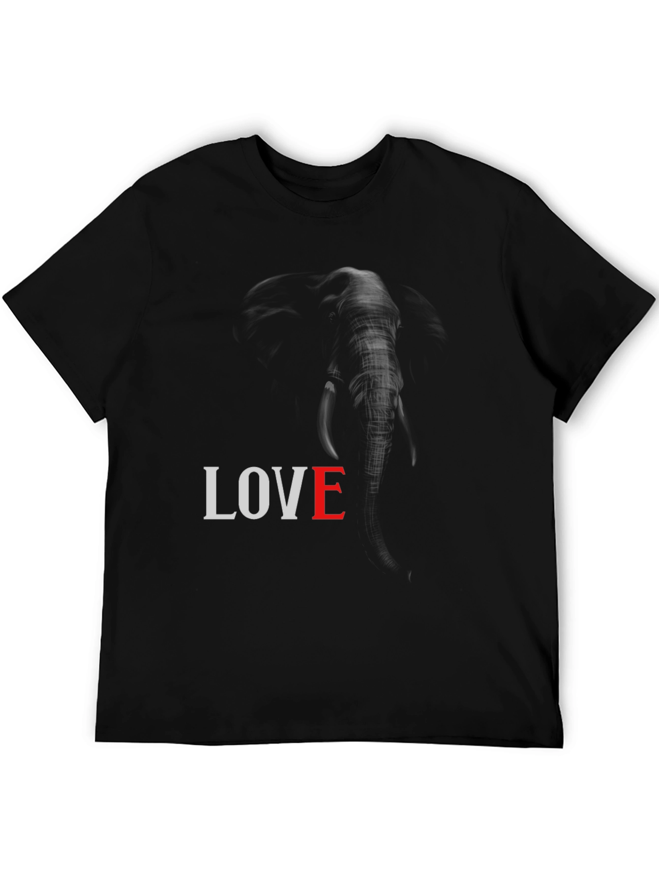 Black Elephant LOVE Graphic Tee - Unisex Black T-Shirt view 5