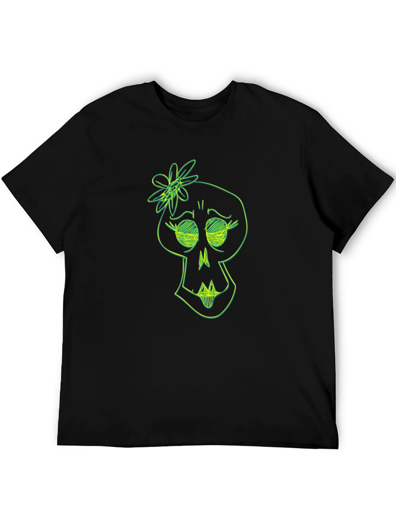 Black Skull Flower Graphic Tee - Trendy Black T-Shirt view 5