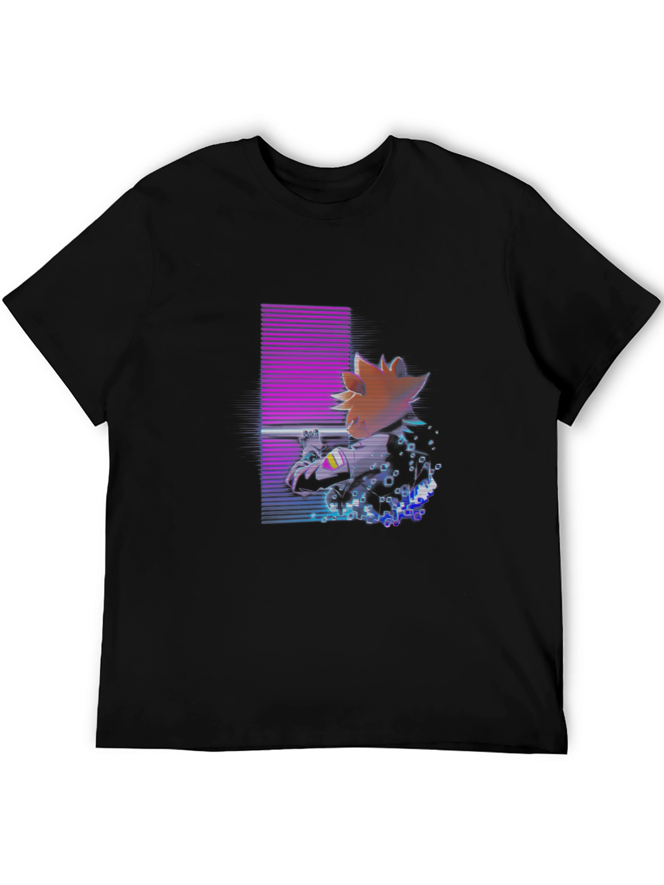 Black Retro Anime Graphic Black T-Shirt view 5