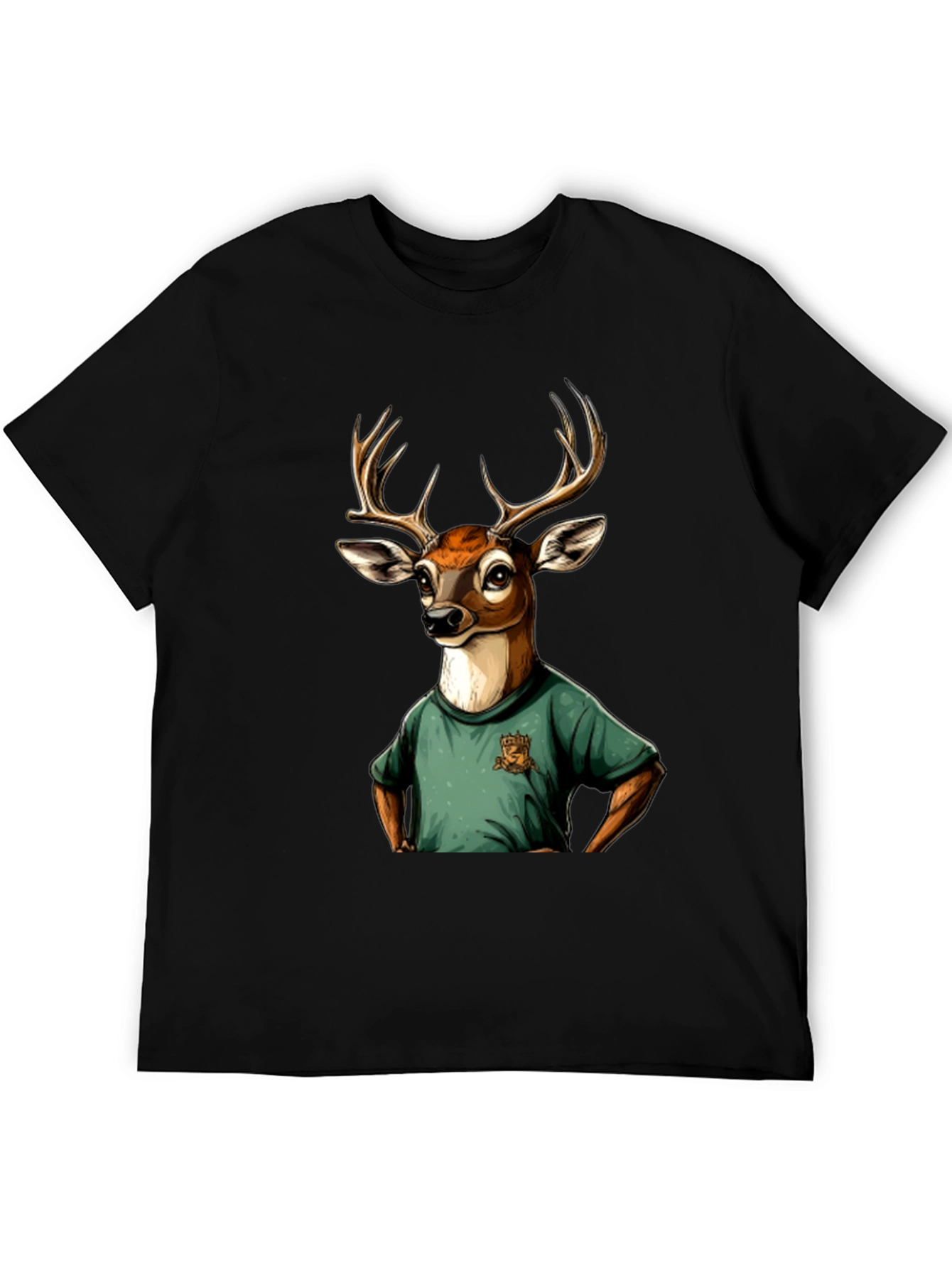 Black Deer T-Shirt - Novelty Animal Graphic Tee view 5
