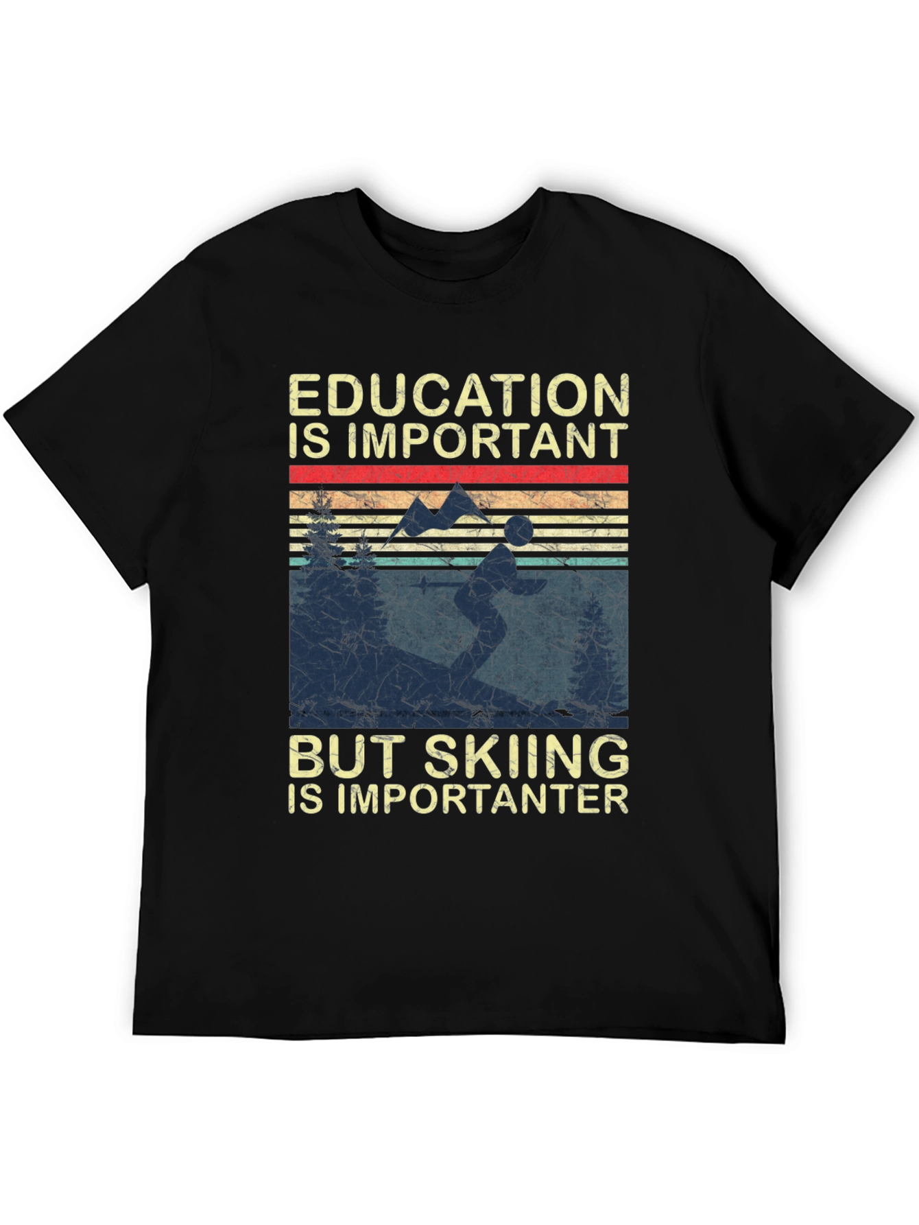 Black Skiing is Importanter T-Shirt view 5
