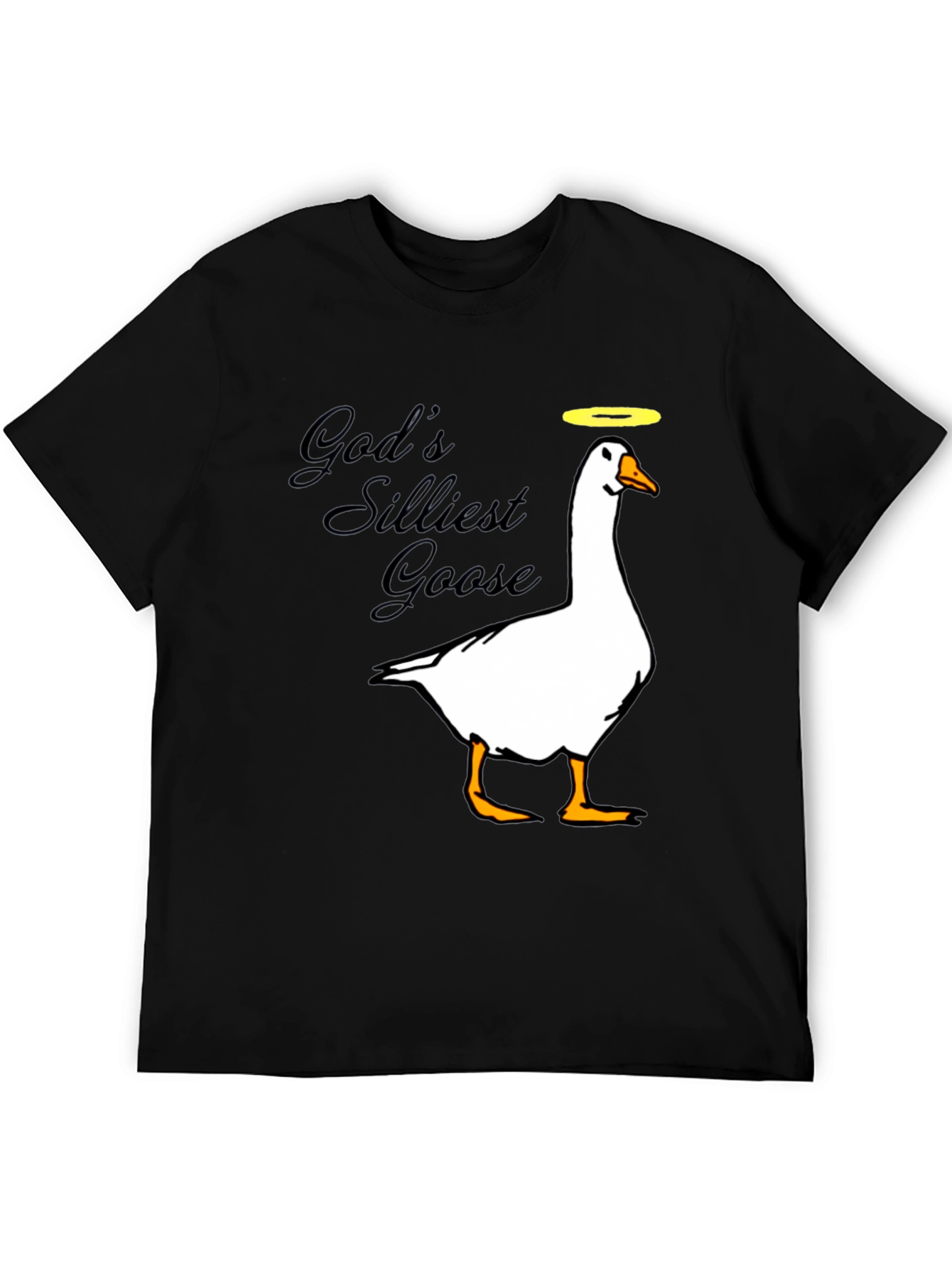 Black God's Silliest Goose Black Graphic T-Shirt view 5