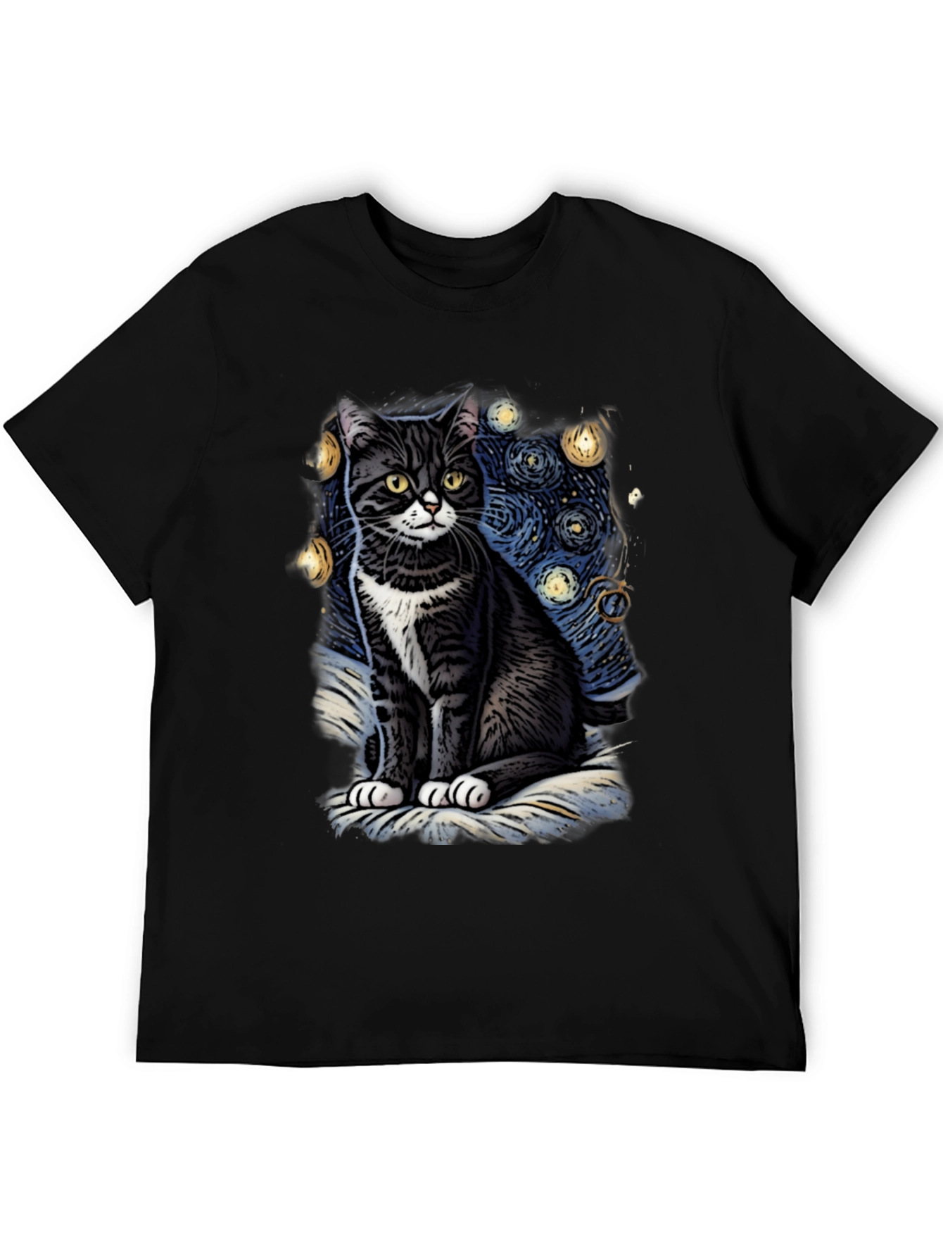 Black Starry Cat T-Shirt view 5
