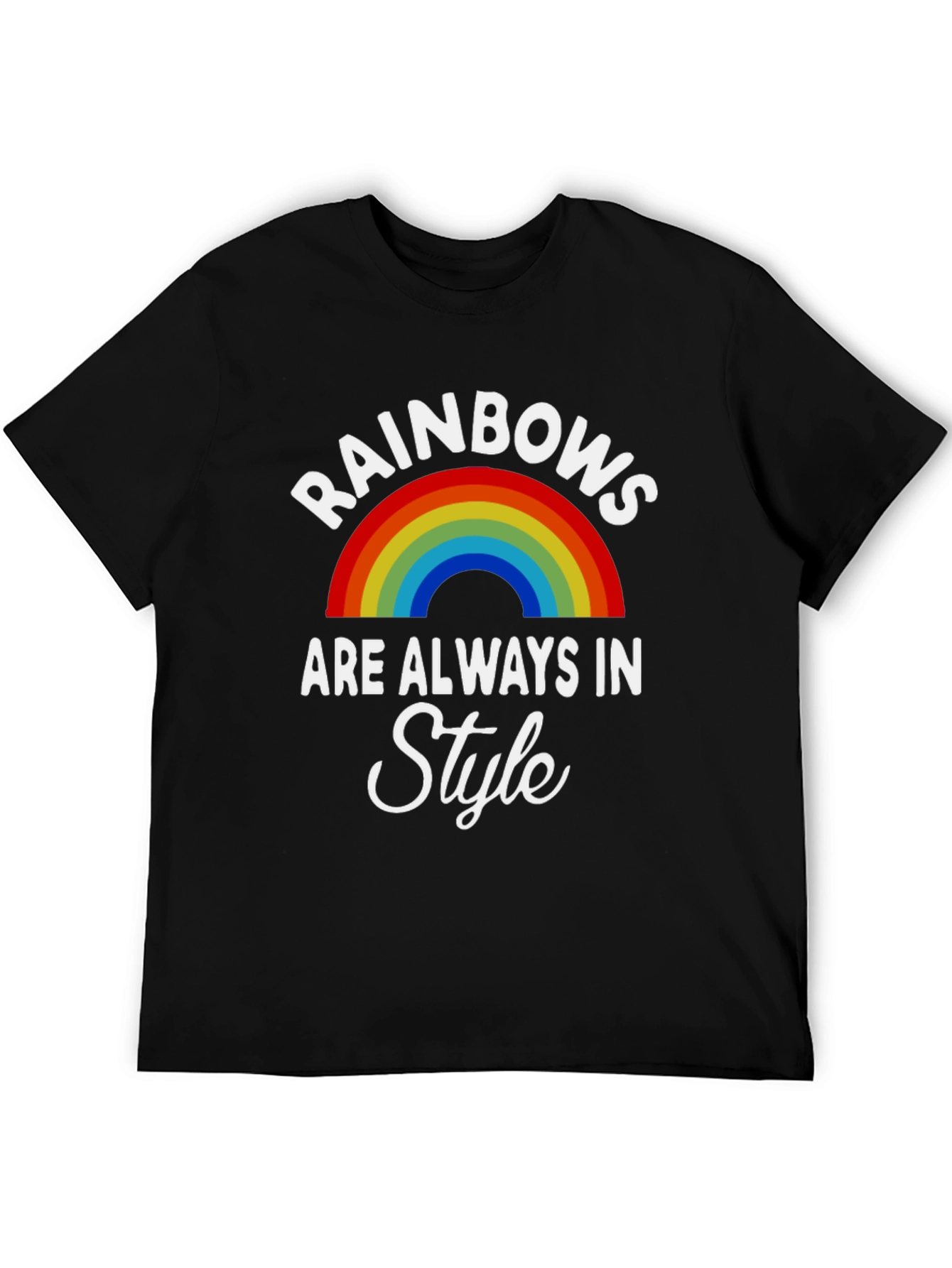 Black Rainbows Always in Style Black T-Shirt view 5