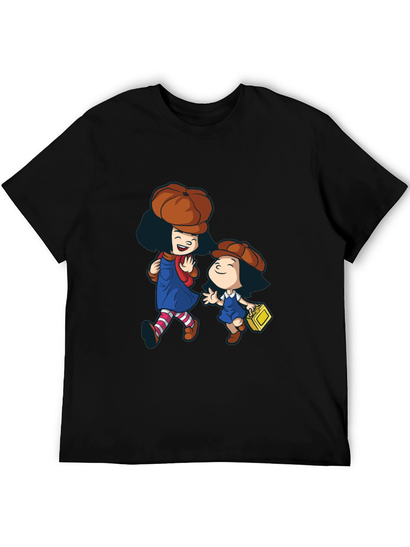 Black Cartoon Character Graphic Print Black T-Shirt view 5