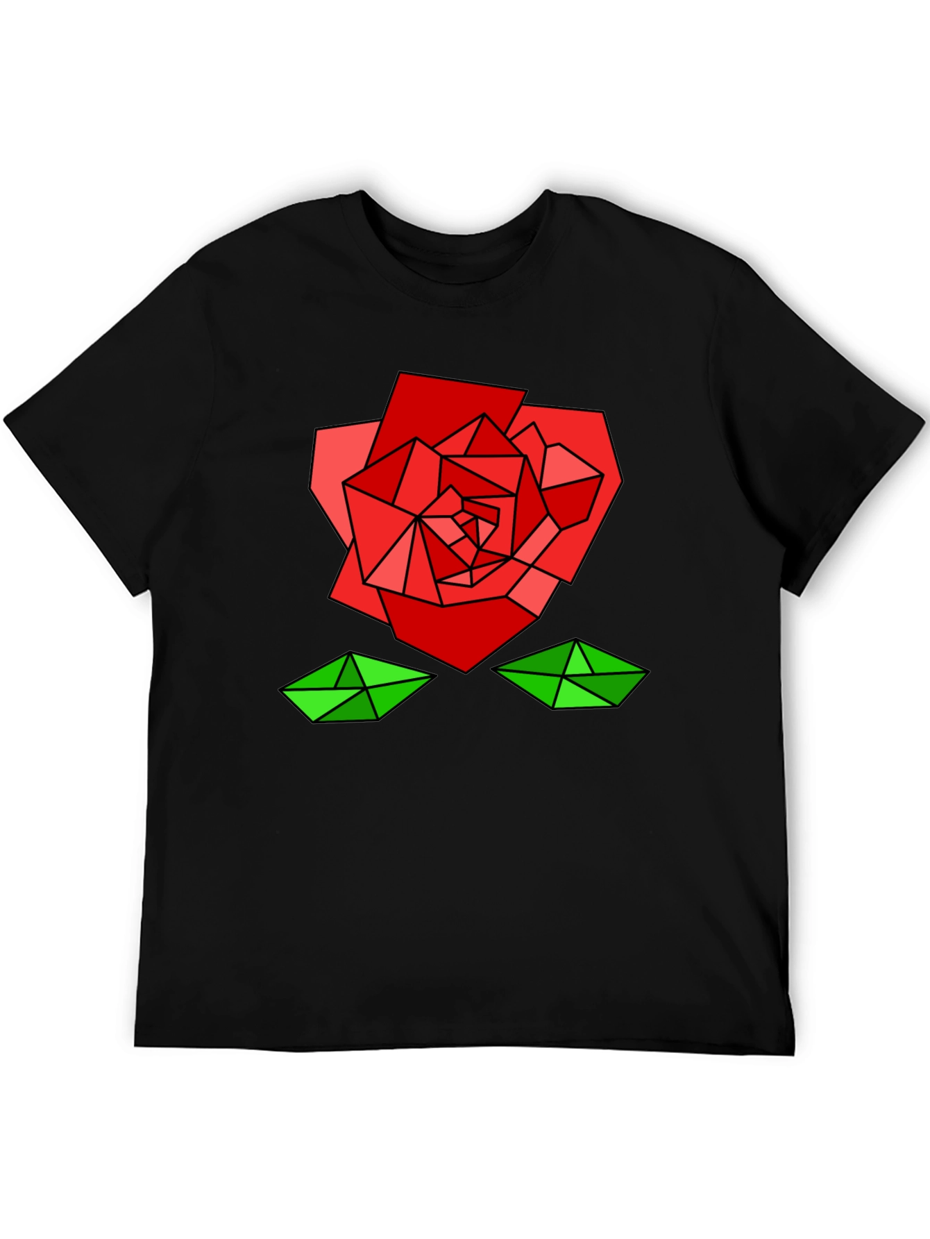 Black Geometric Rose Graphic Tee - Modern Artistic Design view 5