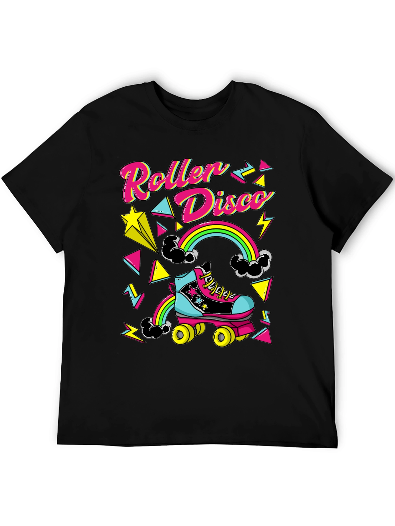 Black Retro Roller Disco T-Shirt - 80s Style view 5