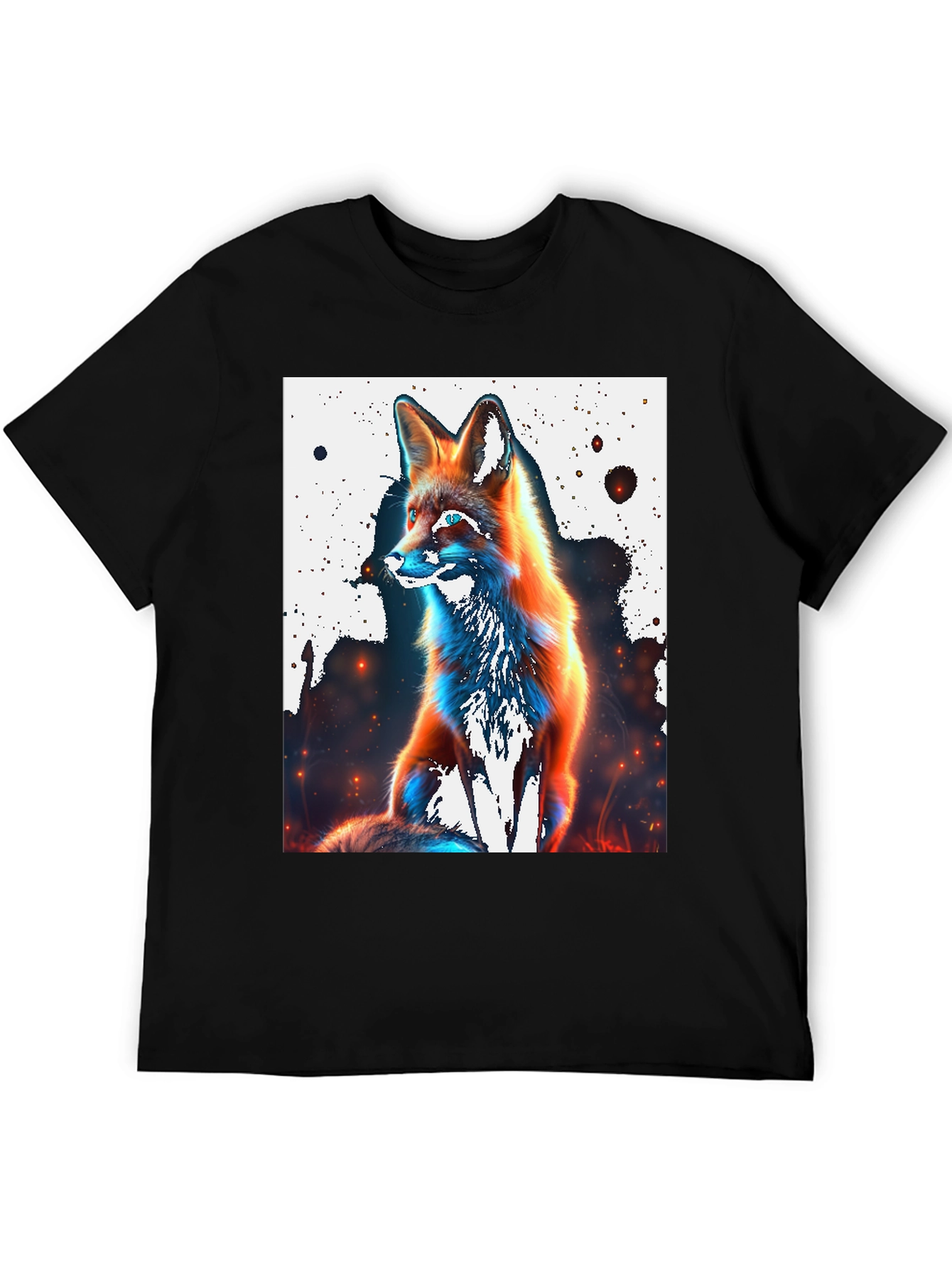 Black Cool Fox Graphic Tee - Stylish Men's Black T-Shirt view 5