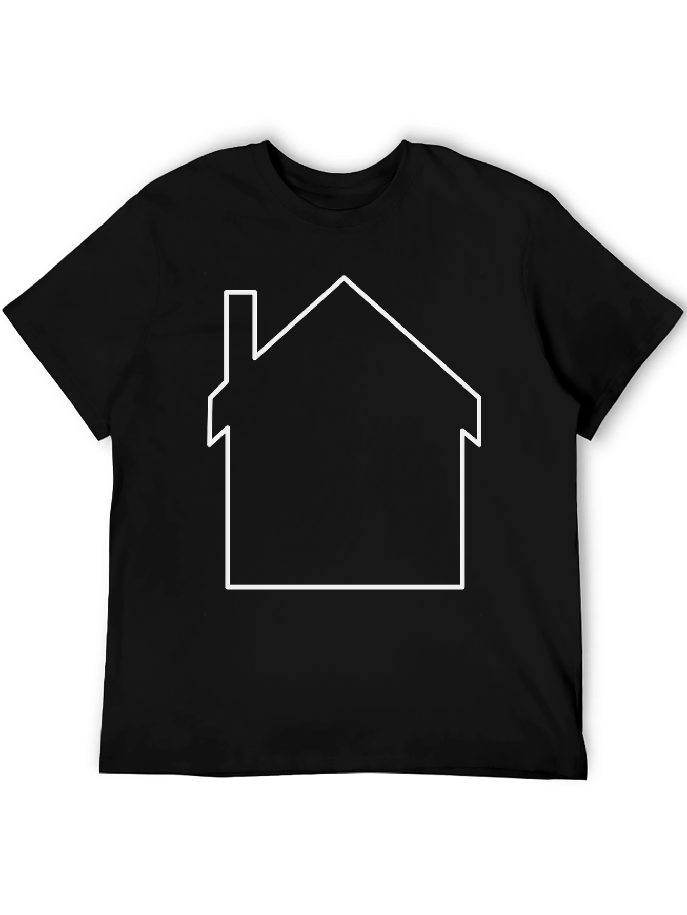 Black Minimalist House Outline Graphic Tee - Black view 5