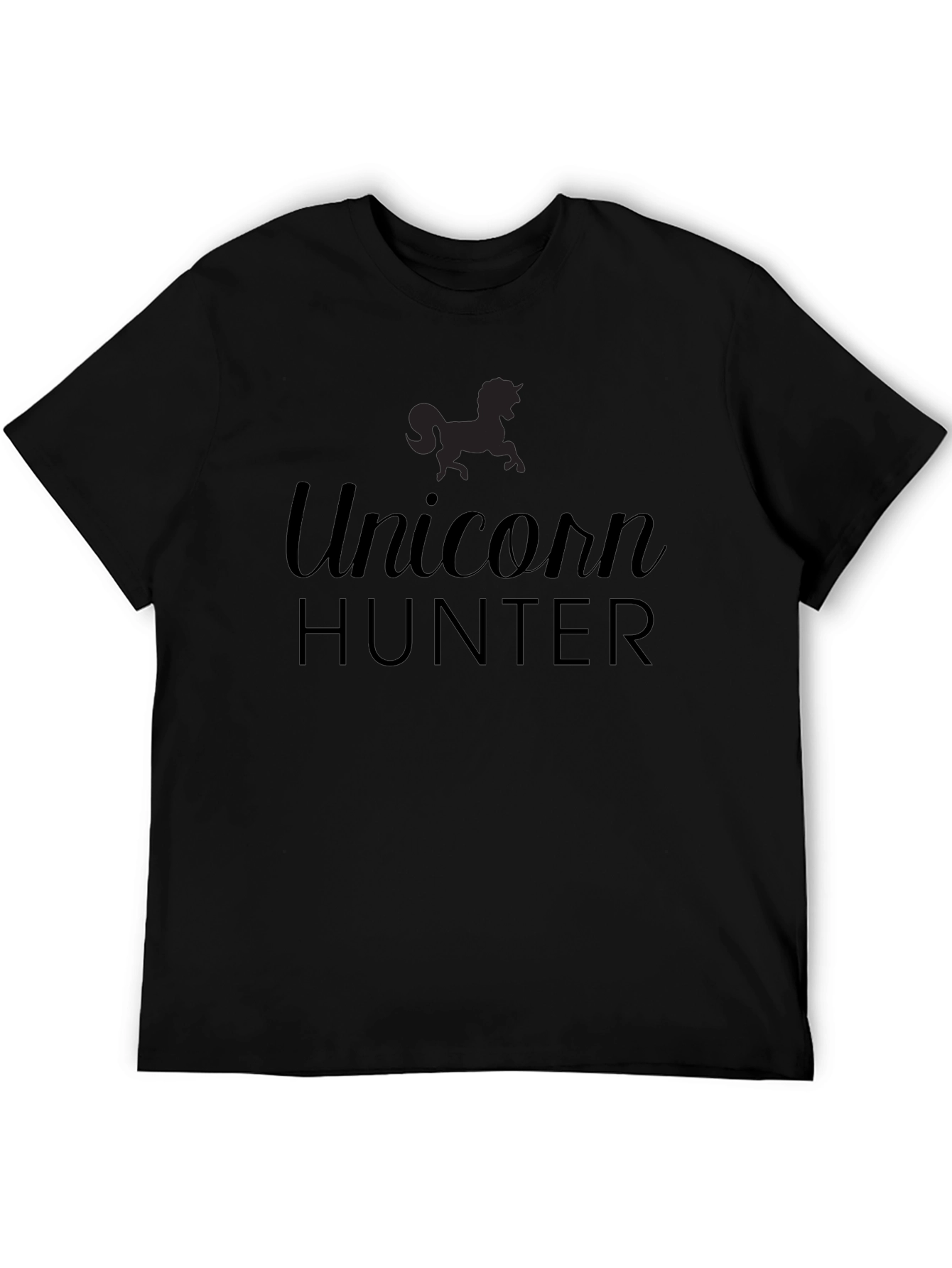 Black Unicorn Hunter Men's Black T-Shirt view 5