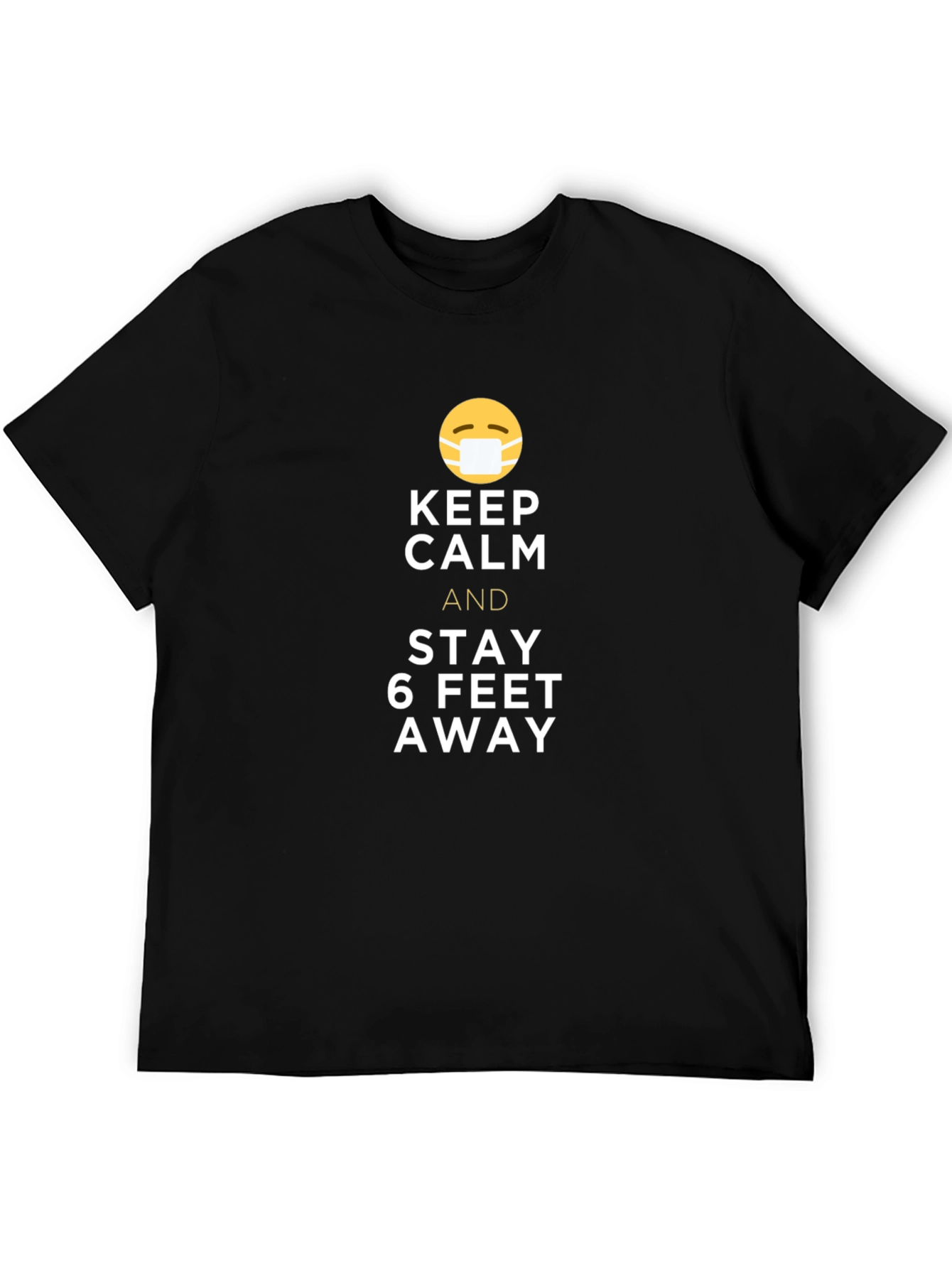 Black Keep Calm 6 Feet Away T-Shirt - Black Cotton Tee view 5