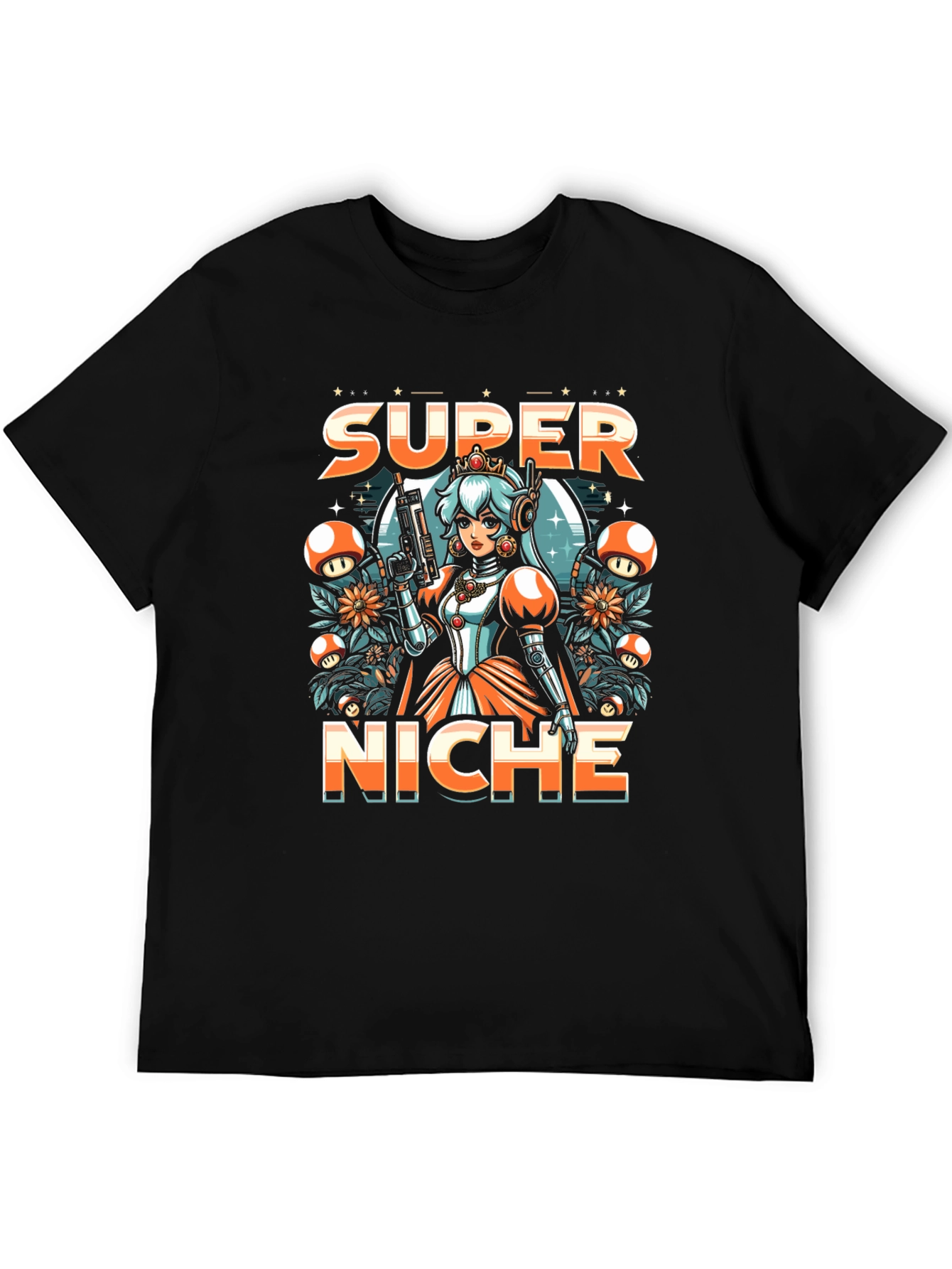 Black Super Niche Mario Parody Graphic Tee view 5