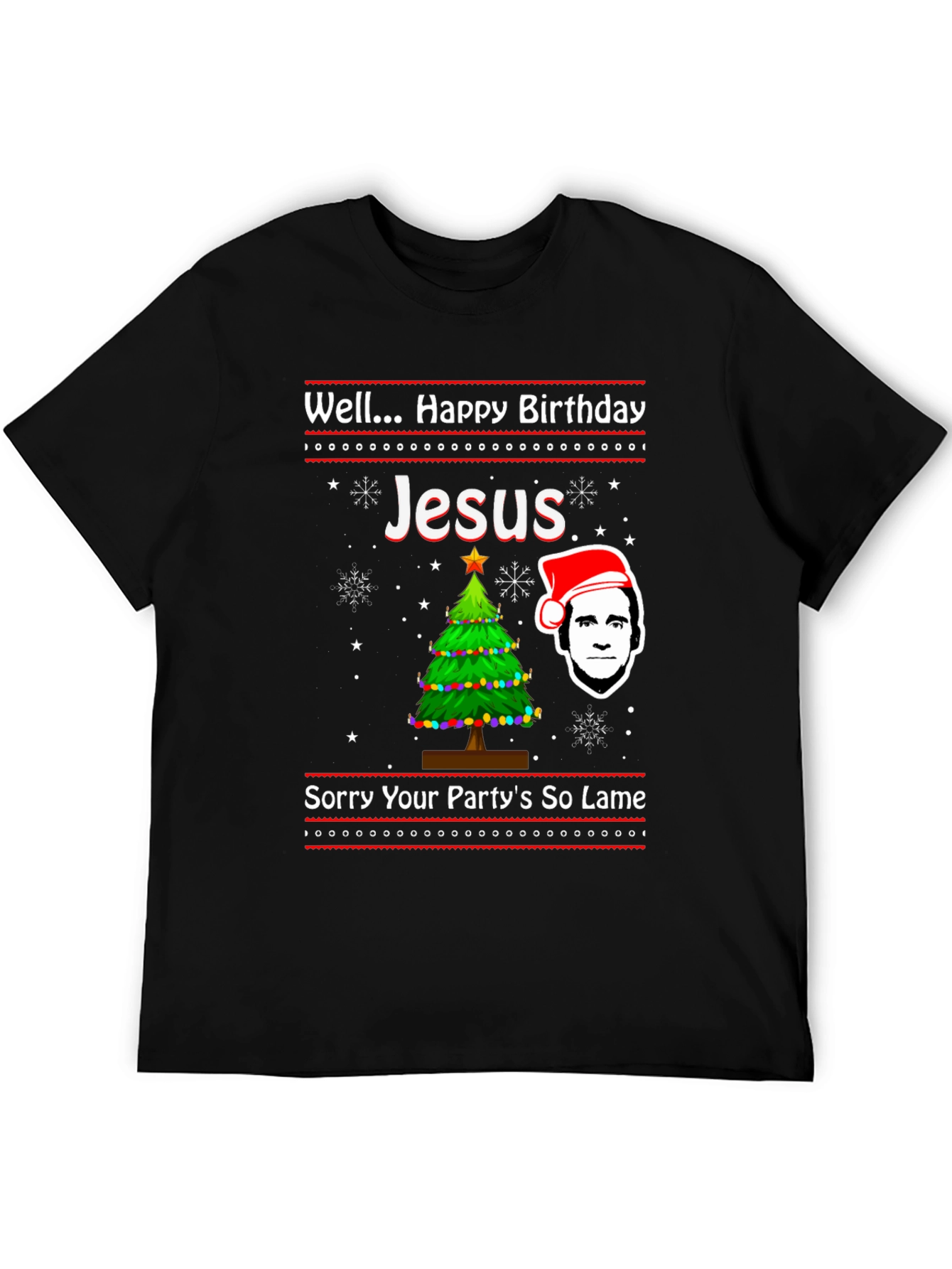 Black Well Happy Birthday Jesus Funny Christmas T-Shirt view 5