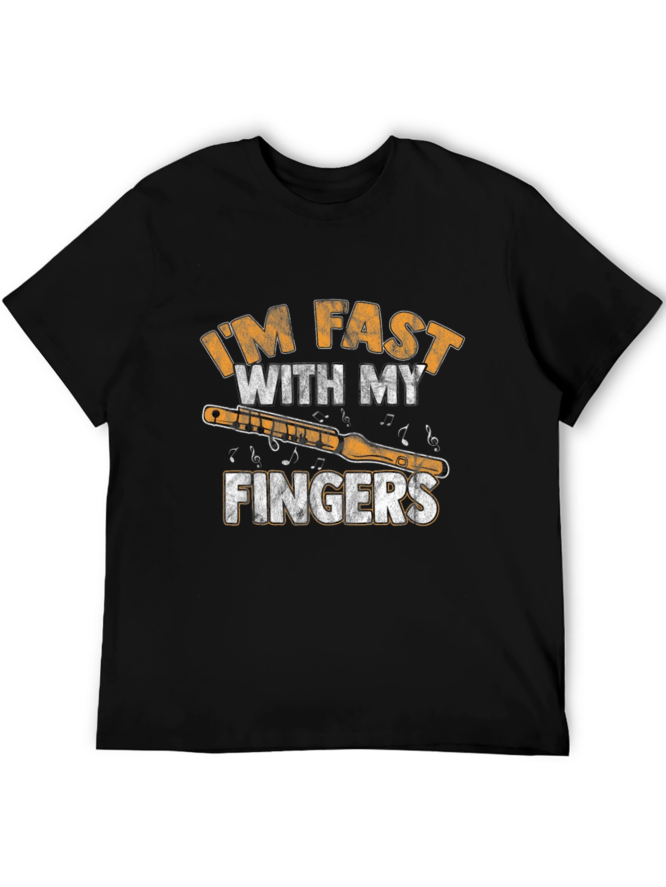 Black I'm Fast With My Fingers Flute T-Shirt view 5
