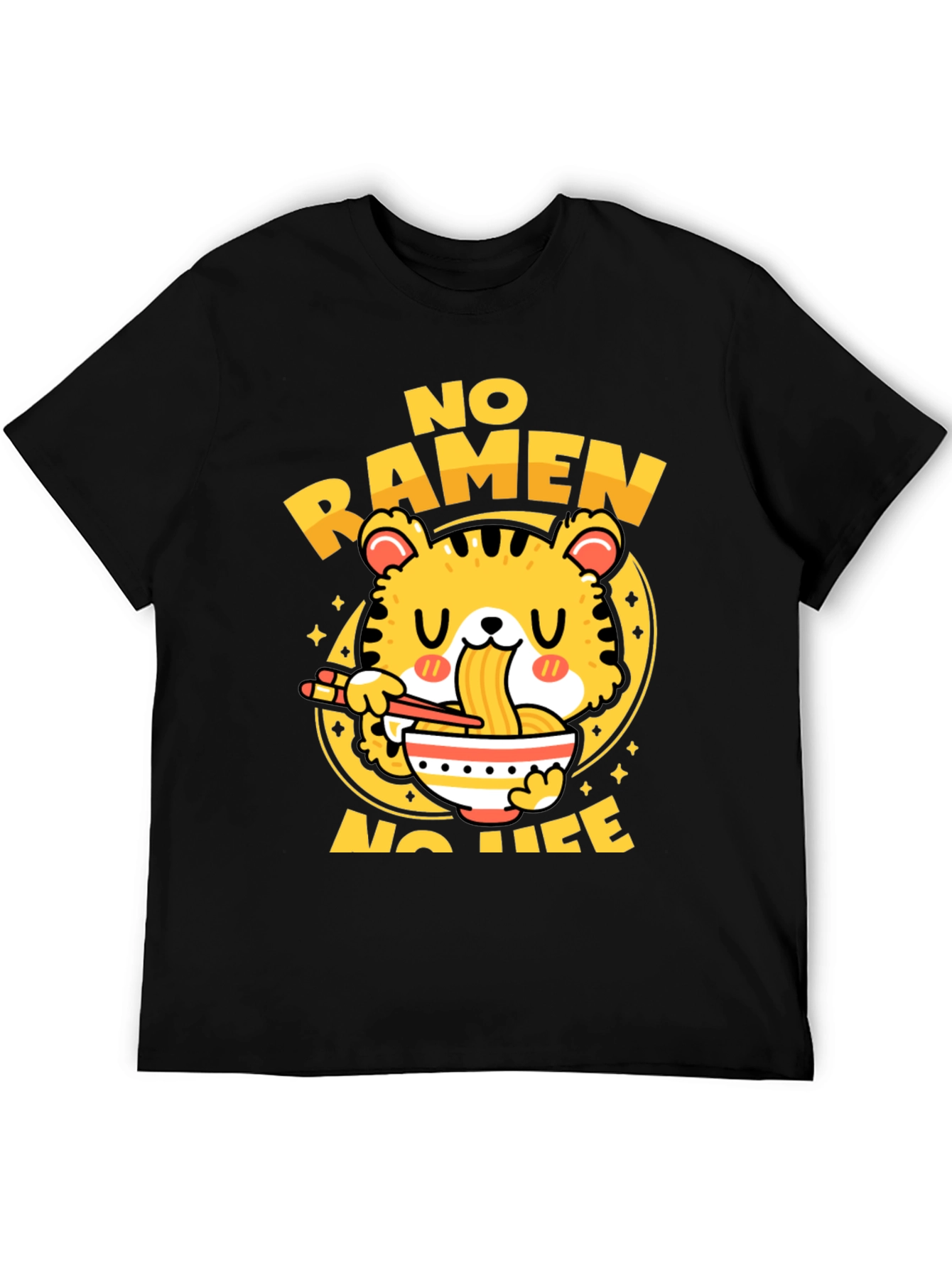 Black No Ramen No Life Graphic Tee - Black Cotton T-Shirt view 5
