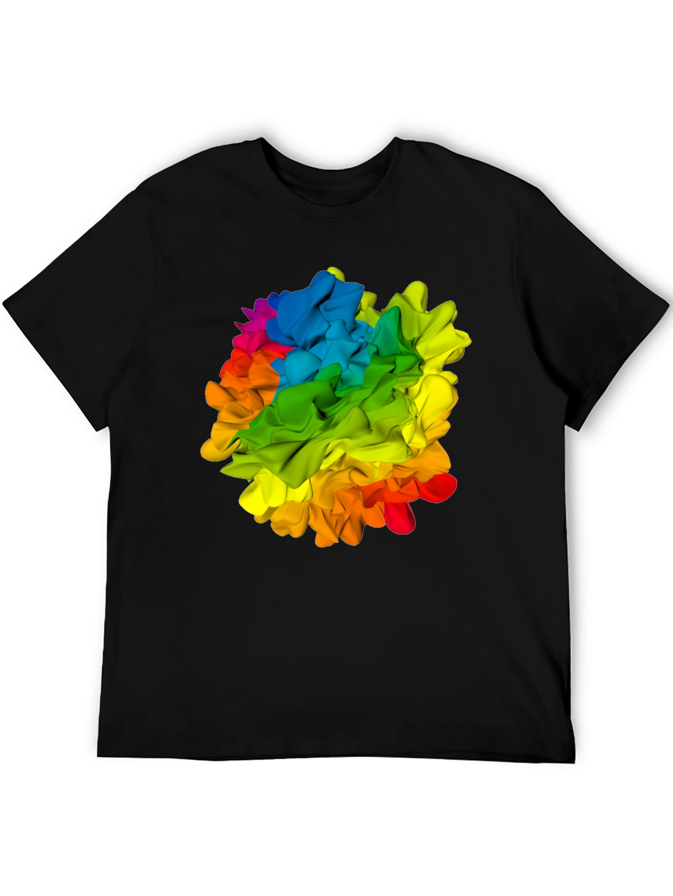 Black Rainbow Swirl Graphic Tee - Colorful Abstract Design view 5