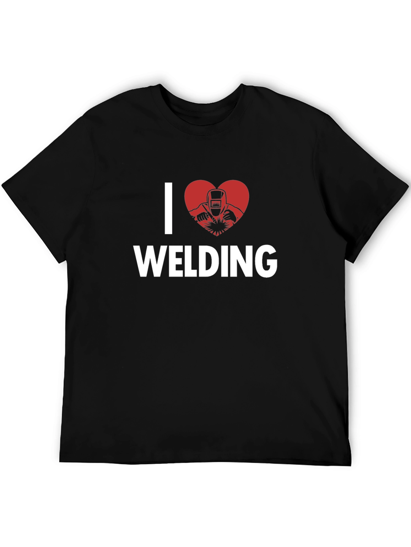 Black I Love Welding Graphic T-Shirt - Black Cotton Tee view 5