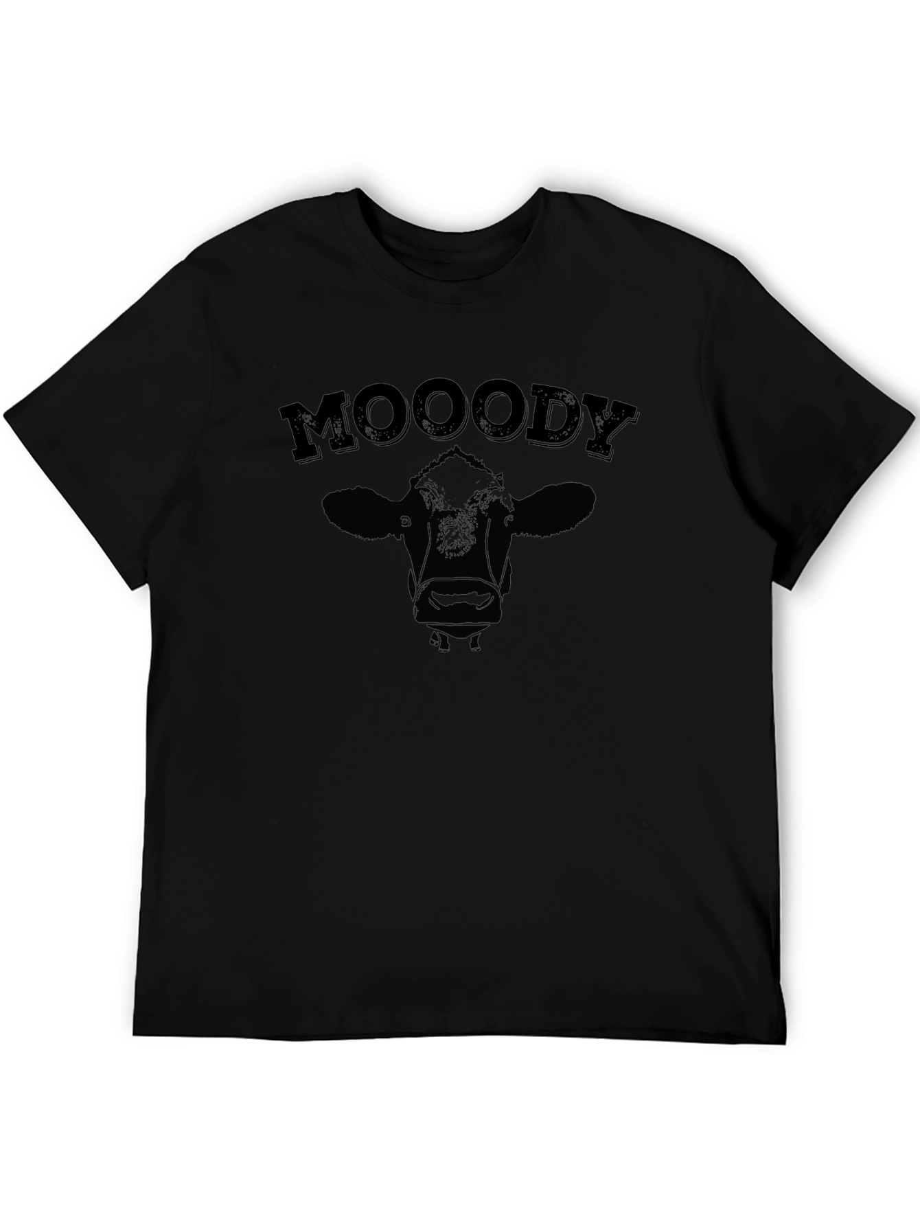 Black Moody Cow Graphic T-Shirt - Unisex Cotton Tee view 5