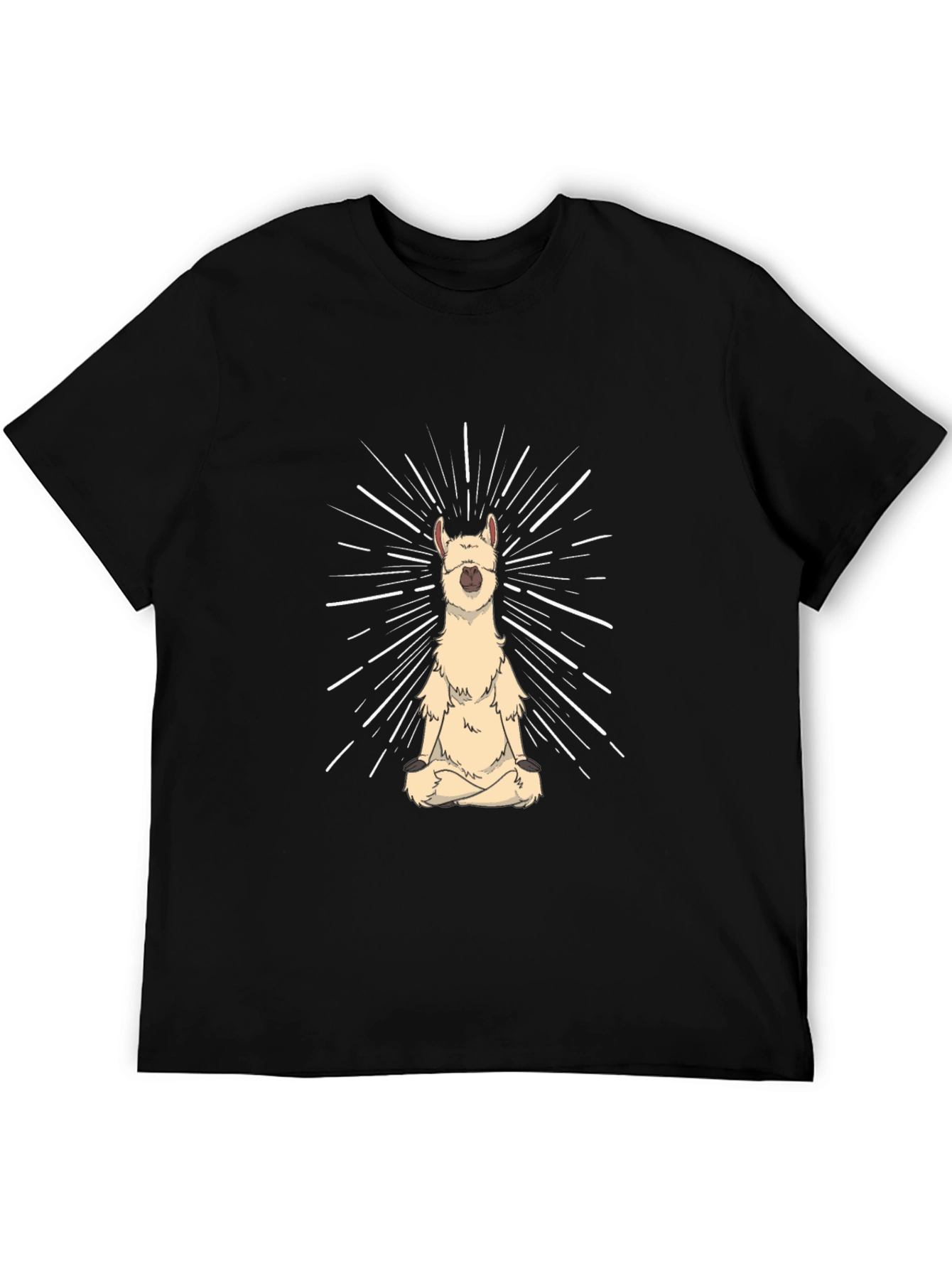 Black Zen Llama Meditation T-Shirt - Black view 5