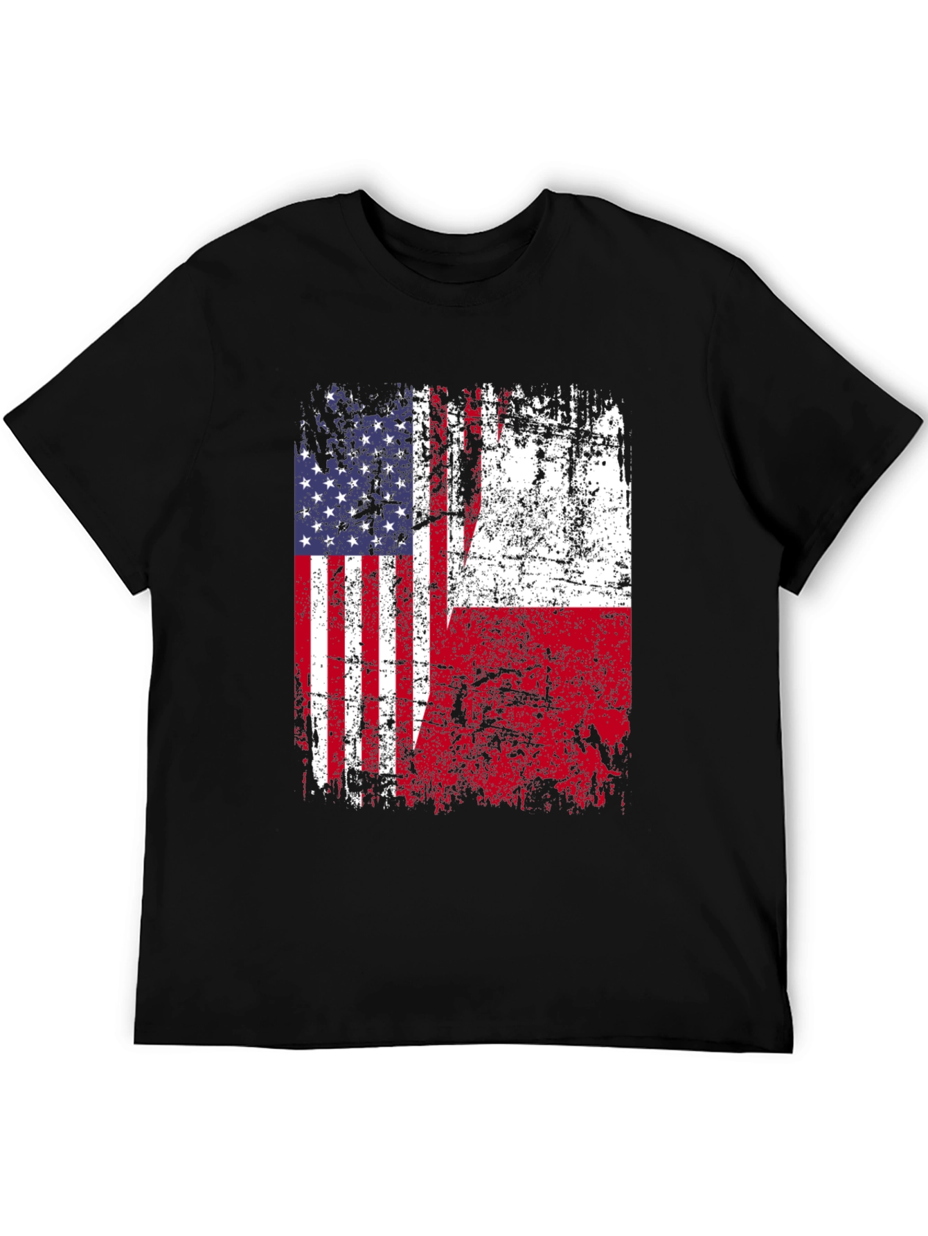 Black USA & Poland Flag T-Shirt view 5