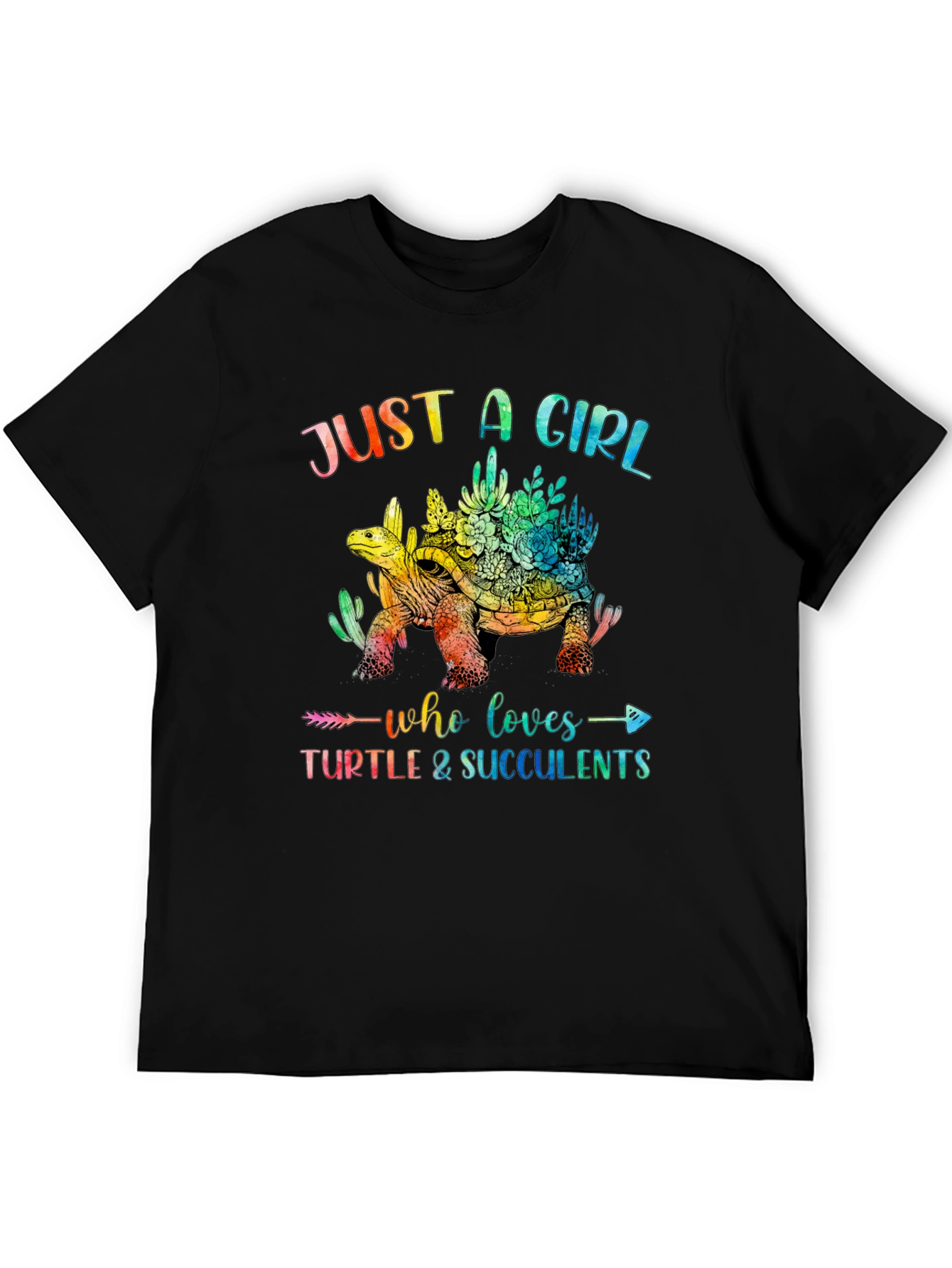 Black Girl's Turtle and Succulent Graphic Tee view 5