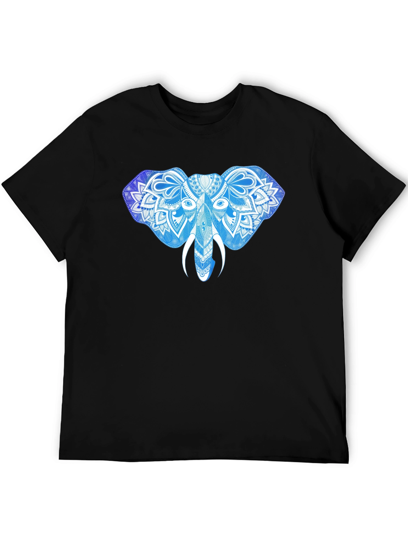 Black Elephant Mandala Graphic Print T-Shirt view 5