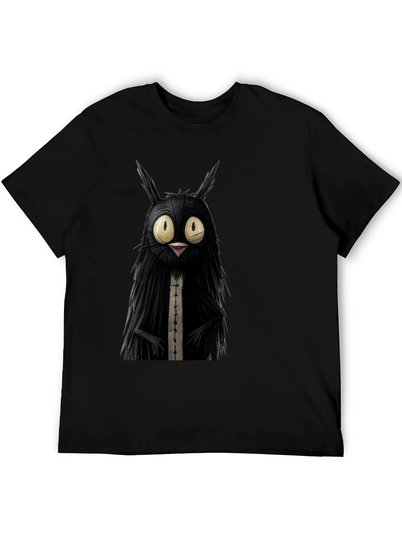 Black Creepy Cute Cat T-Shirt - Black view 5