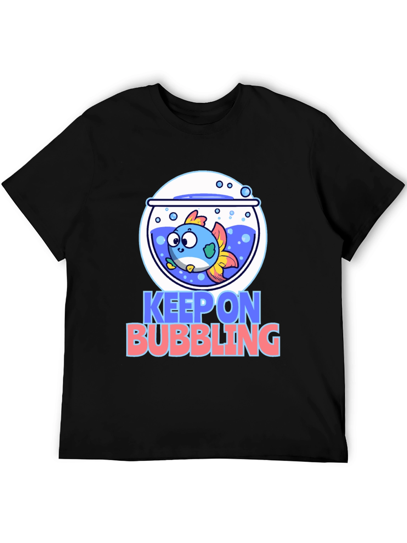 Black Keep On Bubbling Graphic Tee - Black Cotton T-Shirt view 5