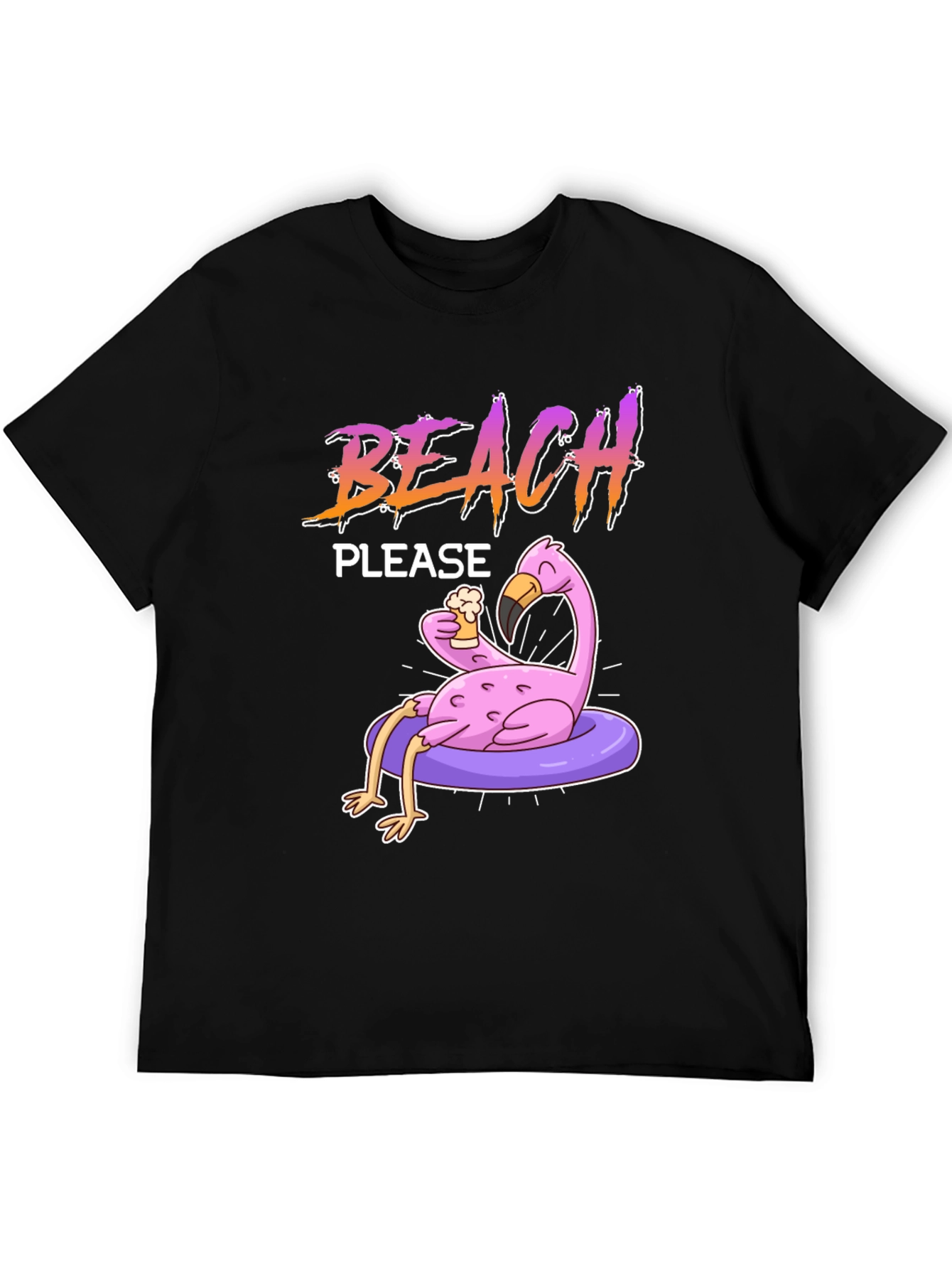 Black Beach Please Flamingo T-Shirt view 5
