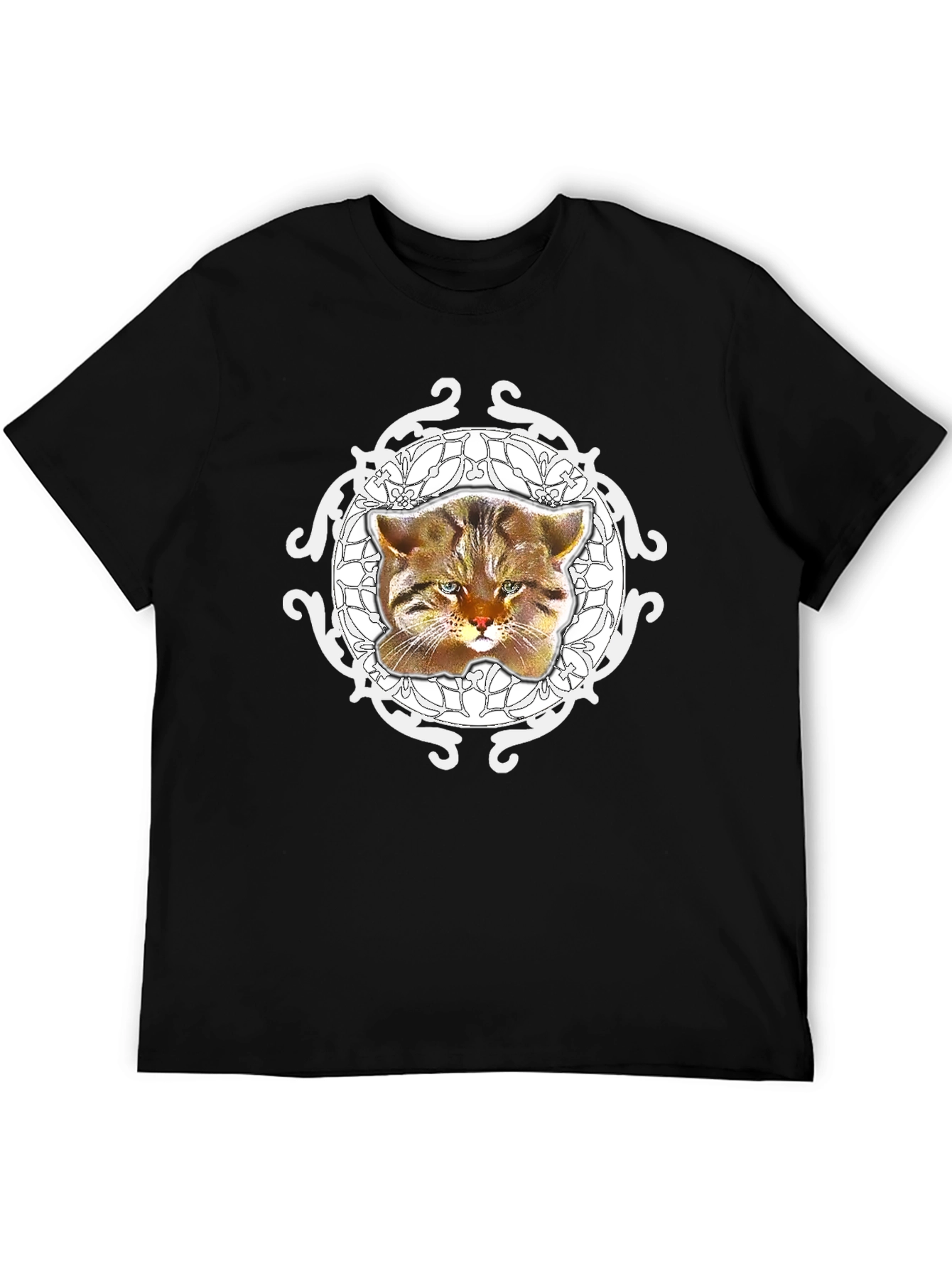 Black Whimsical Cat Graphic Tee - Unique Design view 5