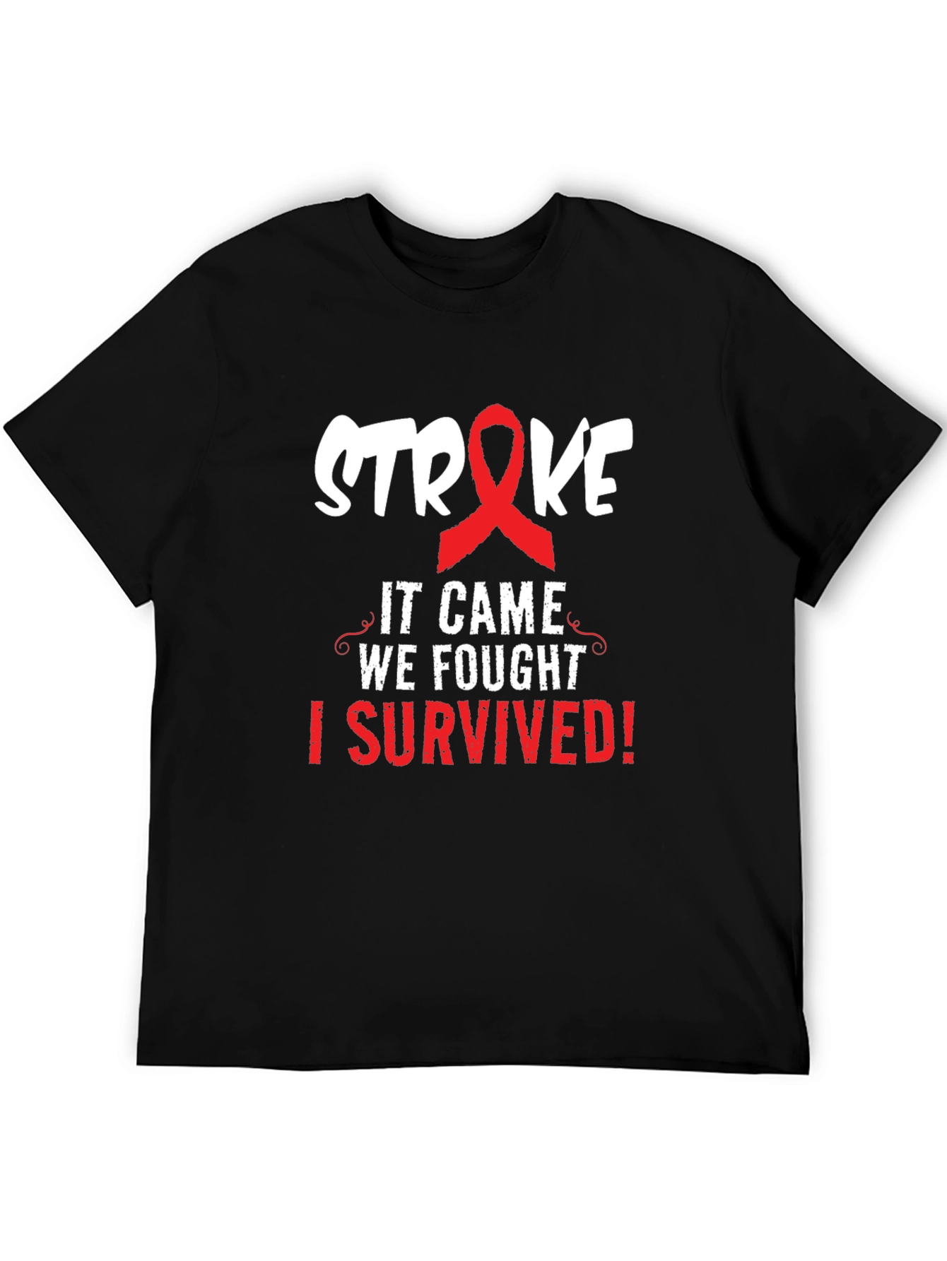 Black Stroke Survivor T-Shirt - It Came We Fought I Survived view 5