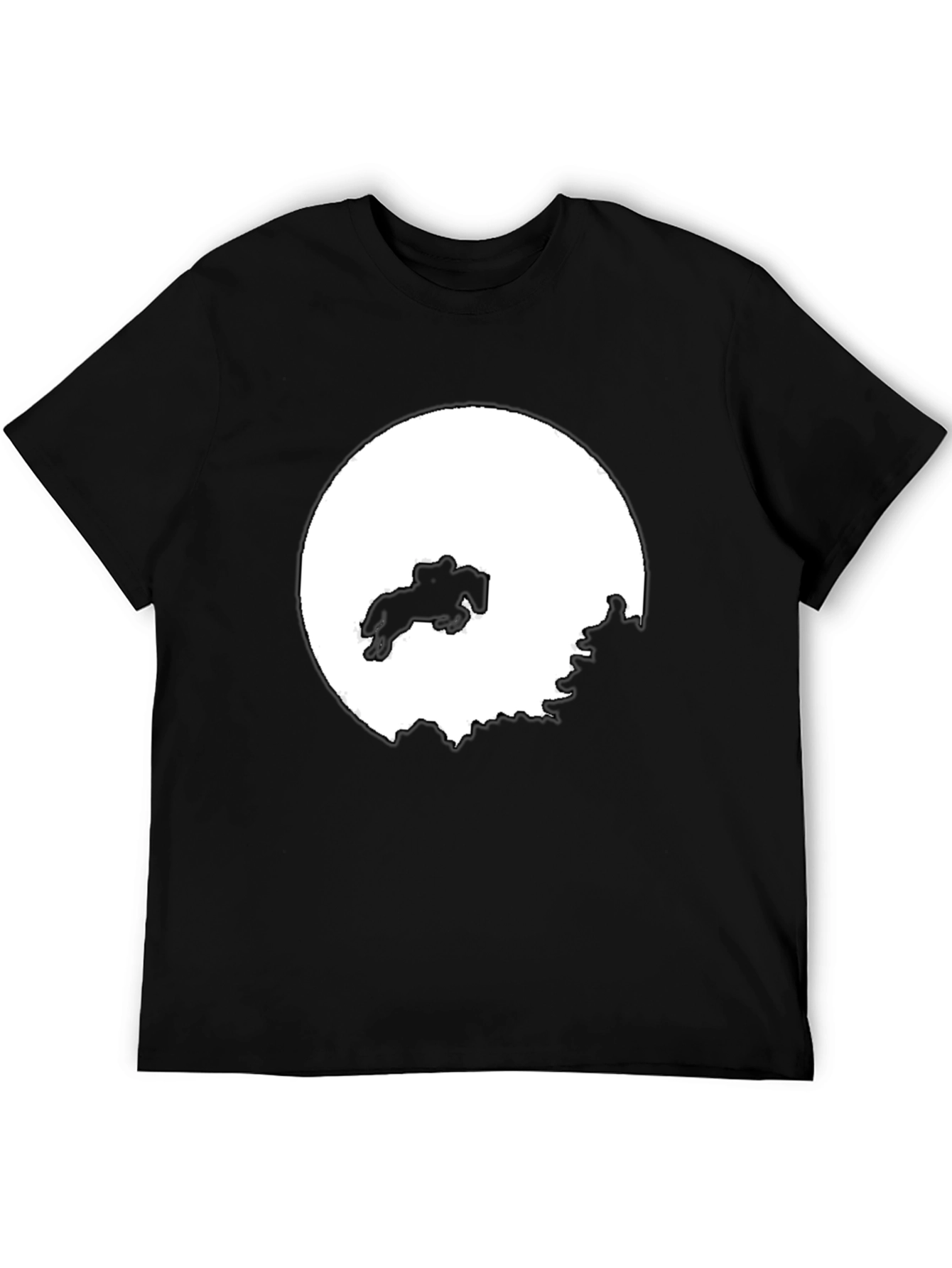 Black Equestrian Silhouette Tee - Black Cotton Blend view 5